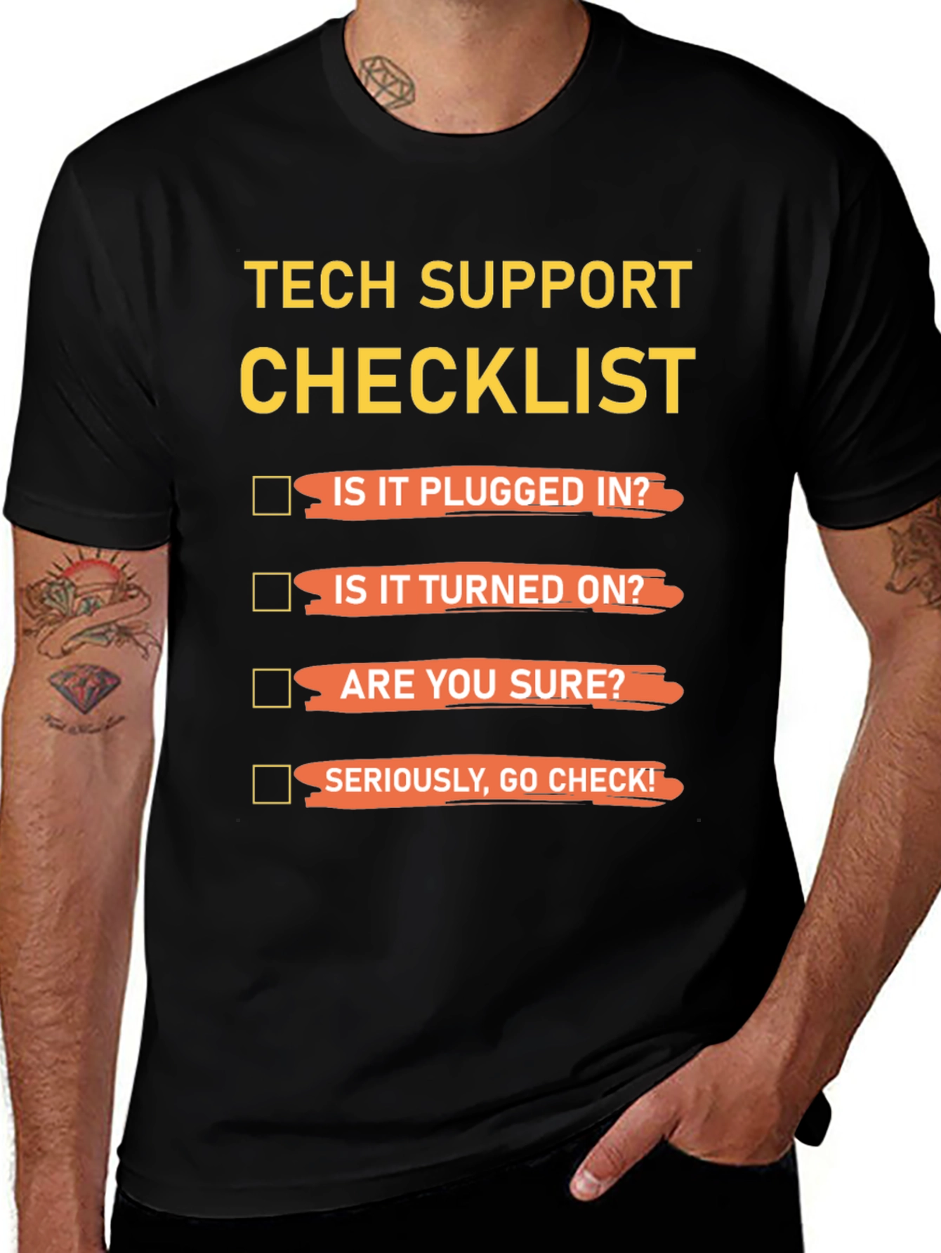 Tech Support Checklist T-Shirt Funny IT Help Desk Gift