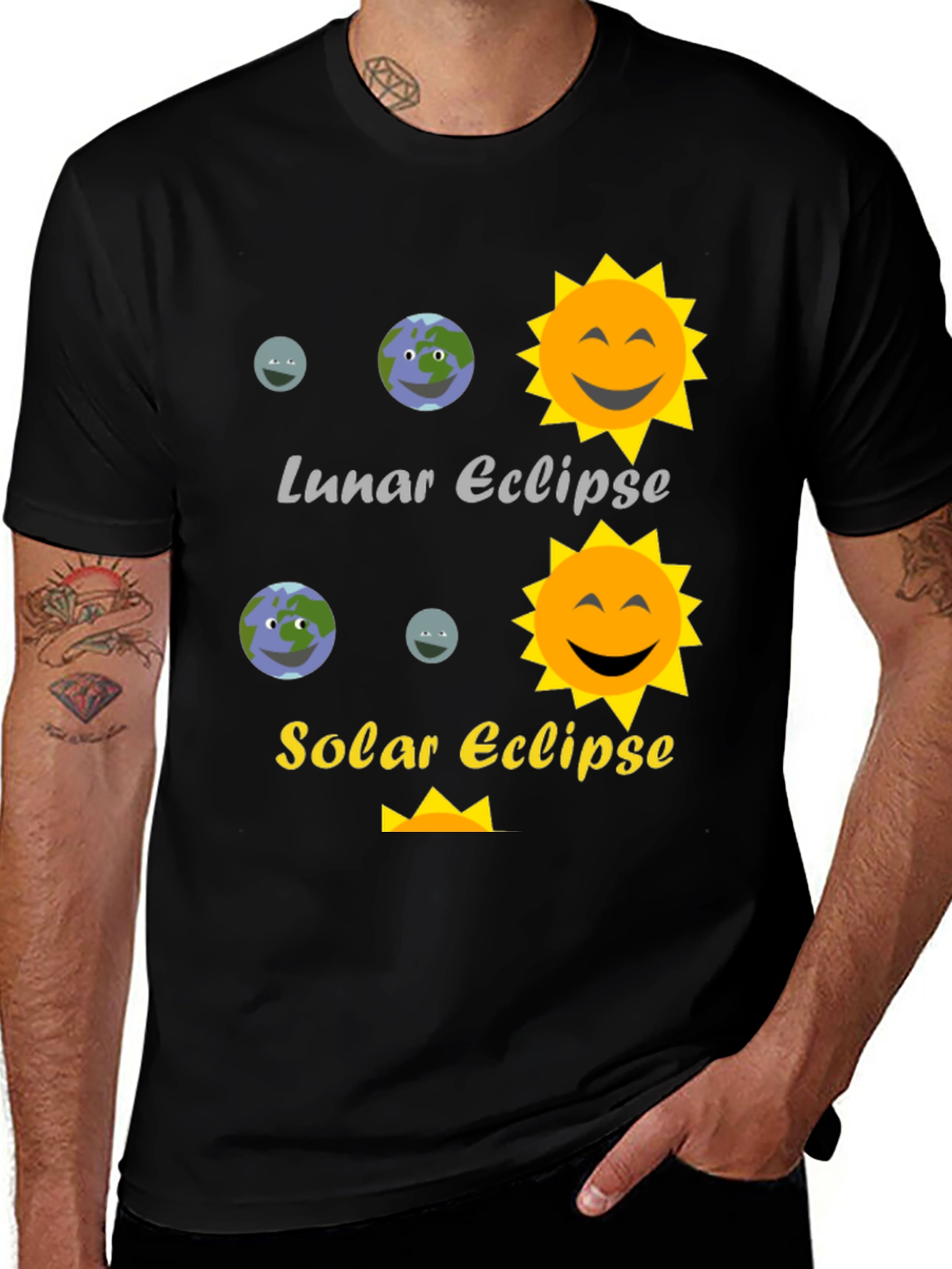 Variant 23 of Lunar and Solar Eclipse Graphic Tee - Astronomy T-Shirt