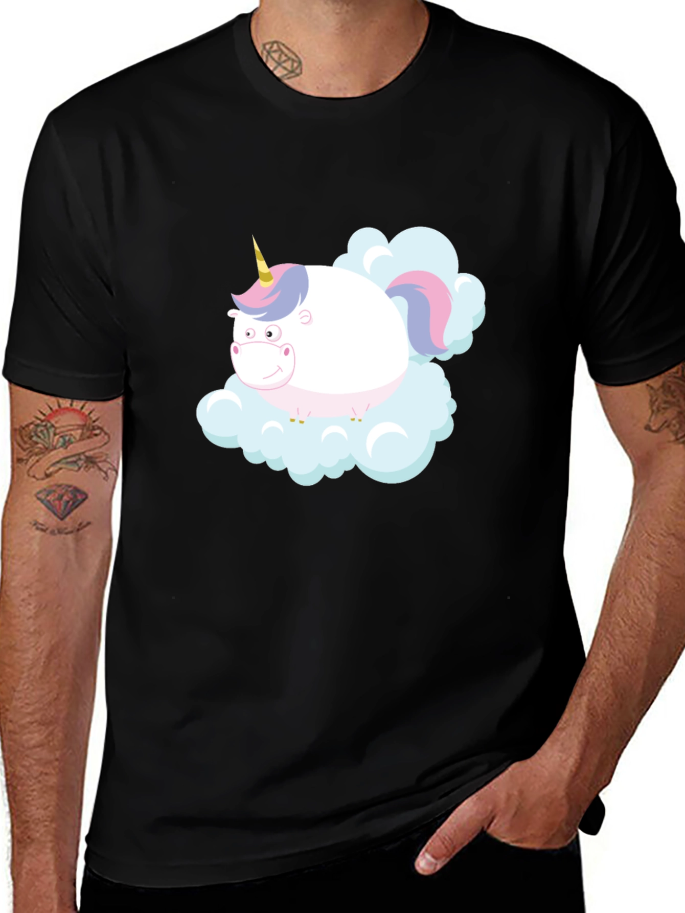 Variant 29 of Unicorn on Cloud Graphic Tee - Black