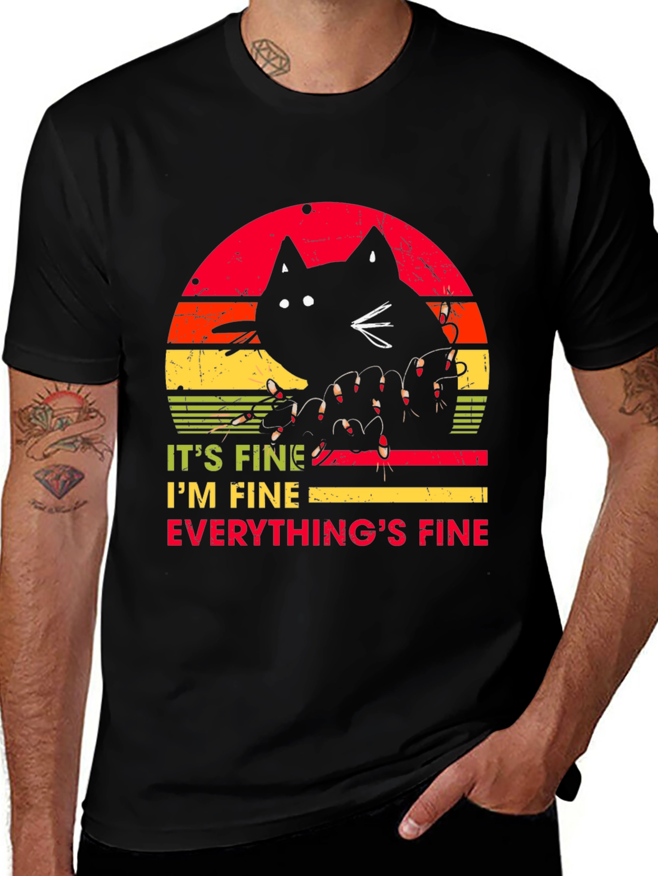 Variant 4 of It's Fine Cat T-Shirt - Humorous Graphic Tee