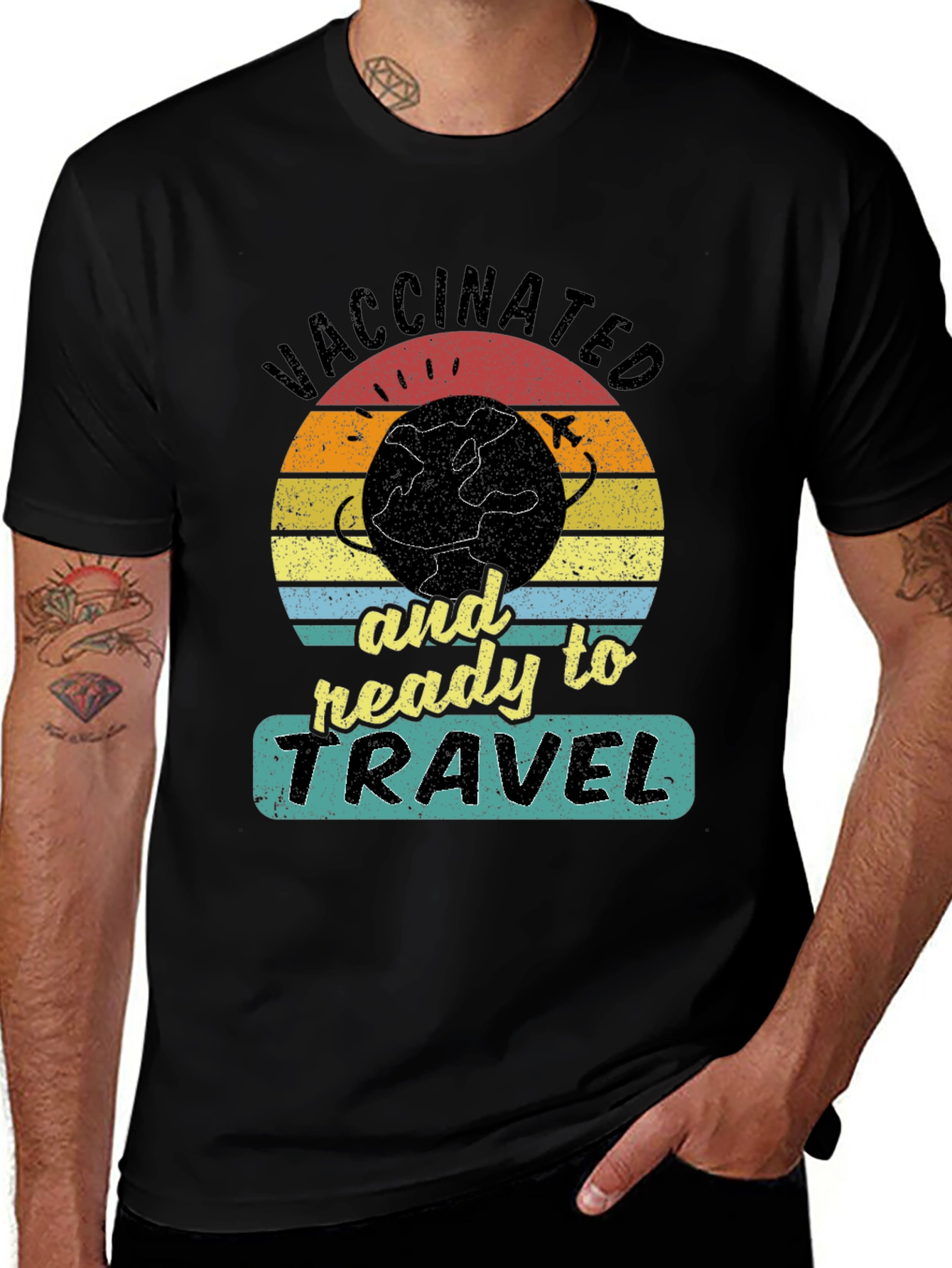 Variant 23 of Vaccinated and Ready to Travel Retro T-Shirt