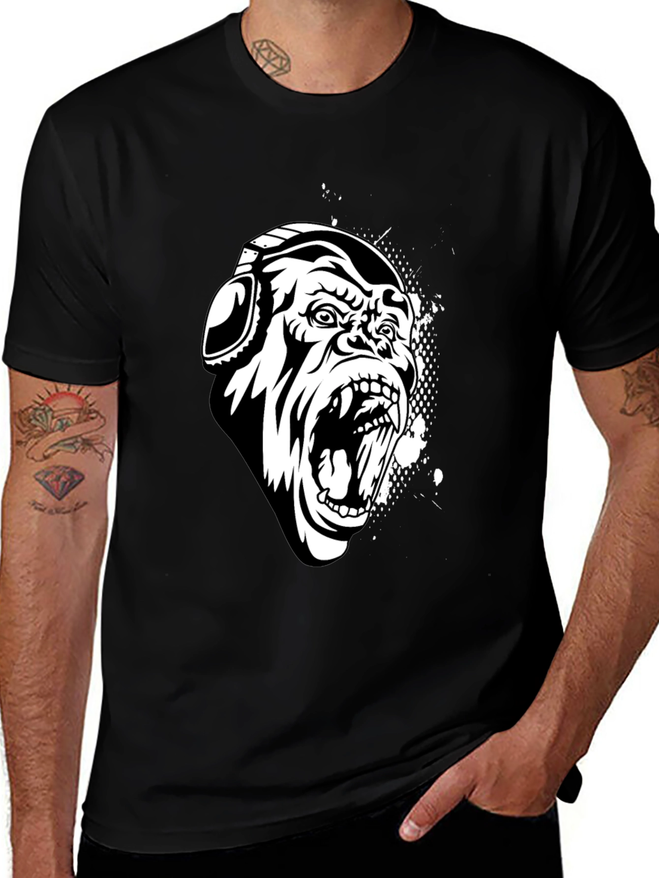 Variant 7 of Black Gorilla Graphic Tee with Headphones