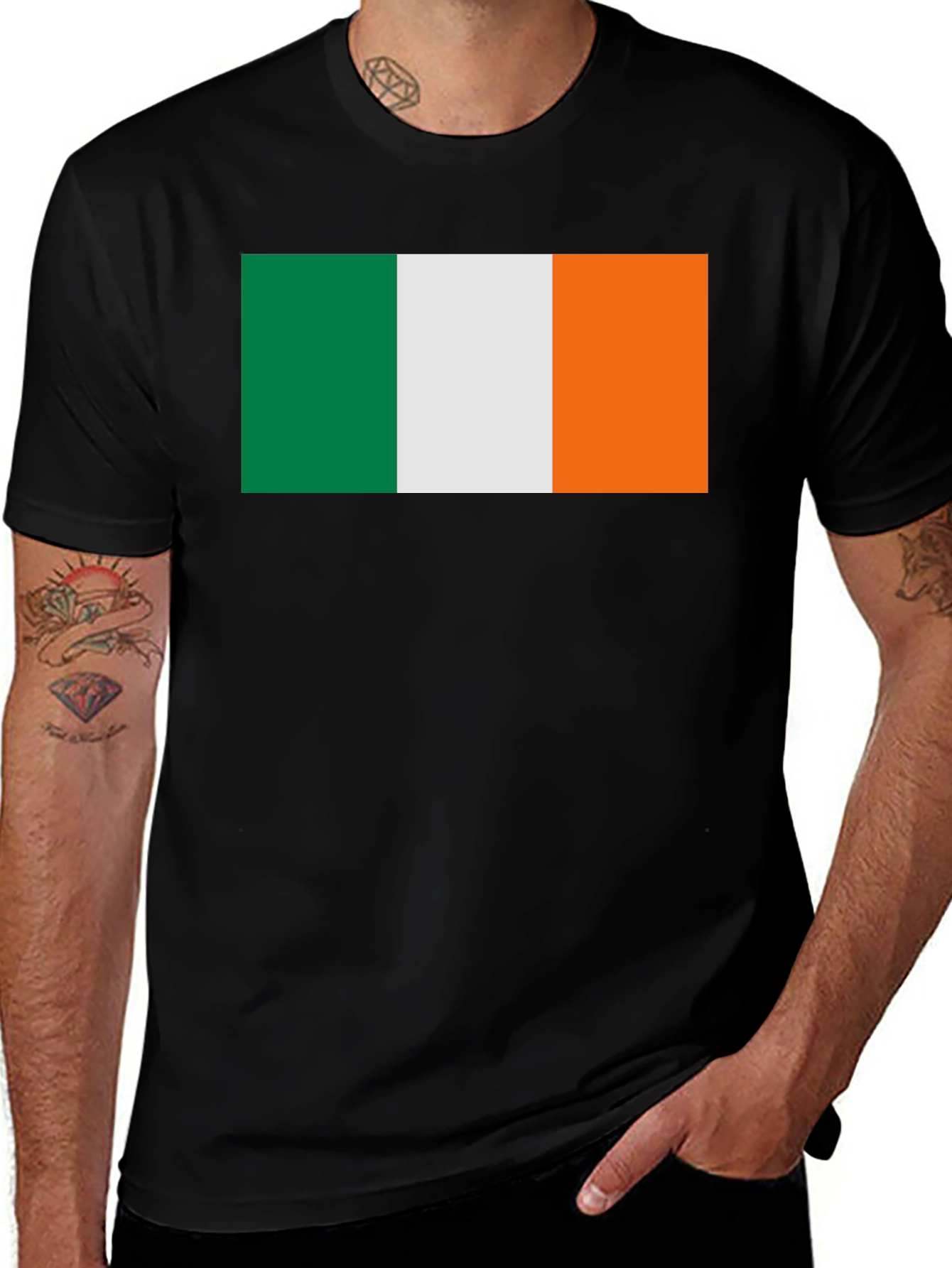 Variant 3 of Ireland Flag Graphic Tee - Black Cotton T-Shirt