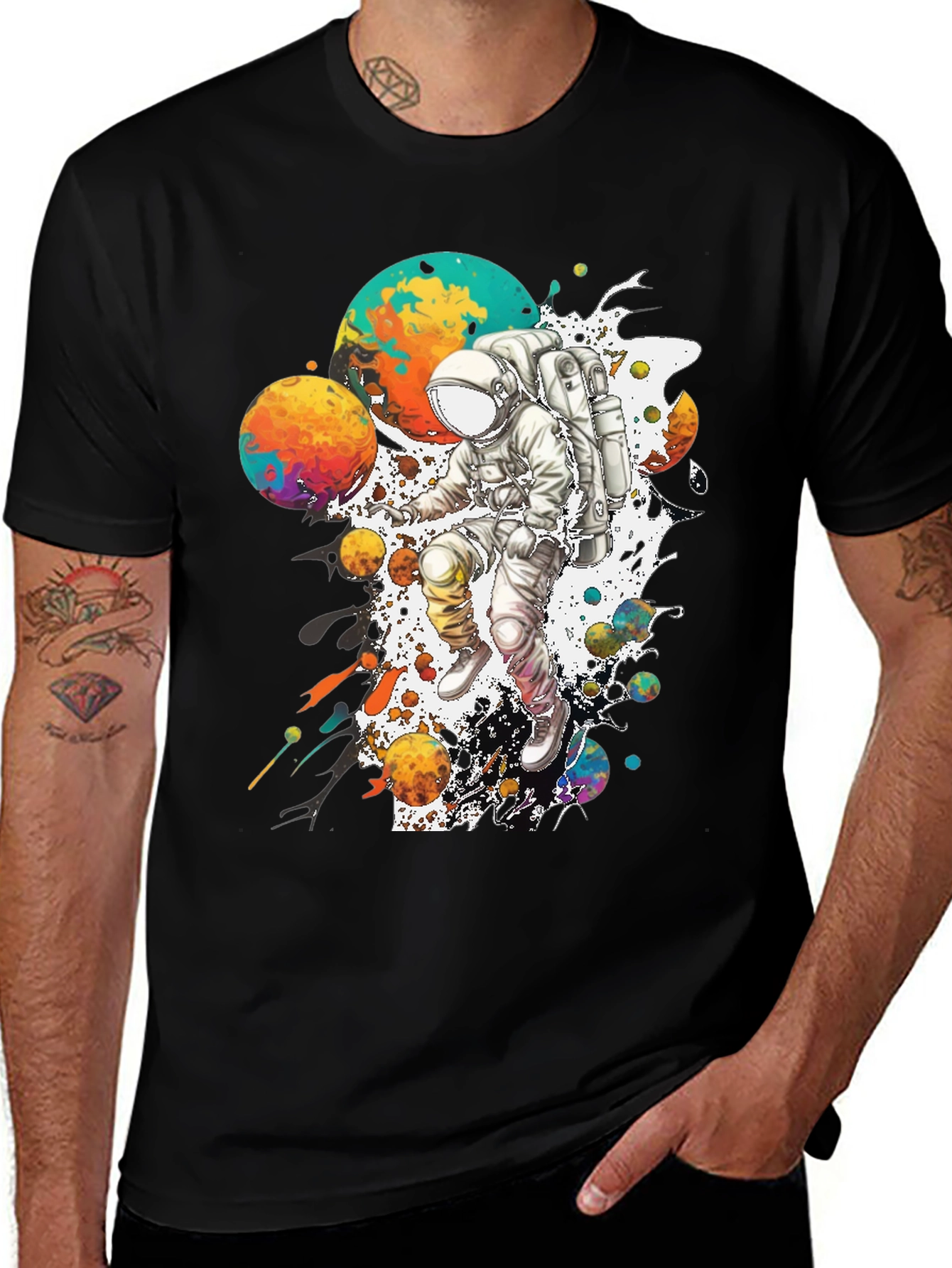Variant 23 of Astronaut in Space Graphic T-Shirt - Black