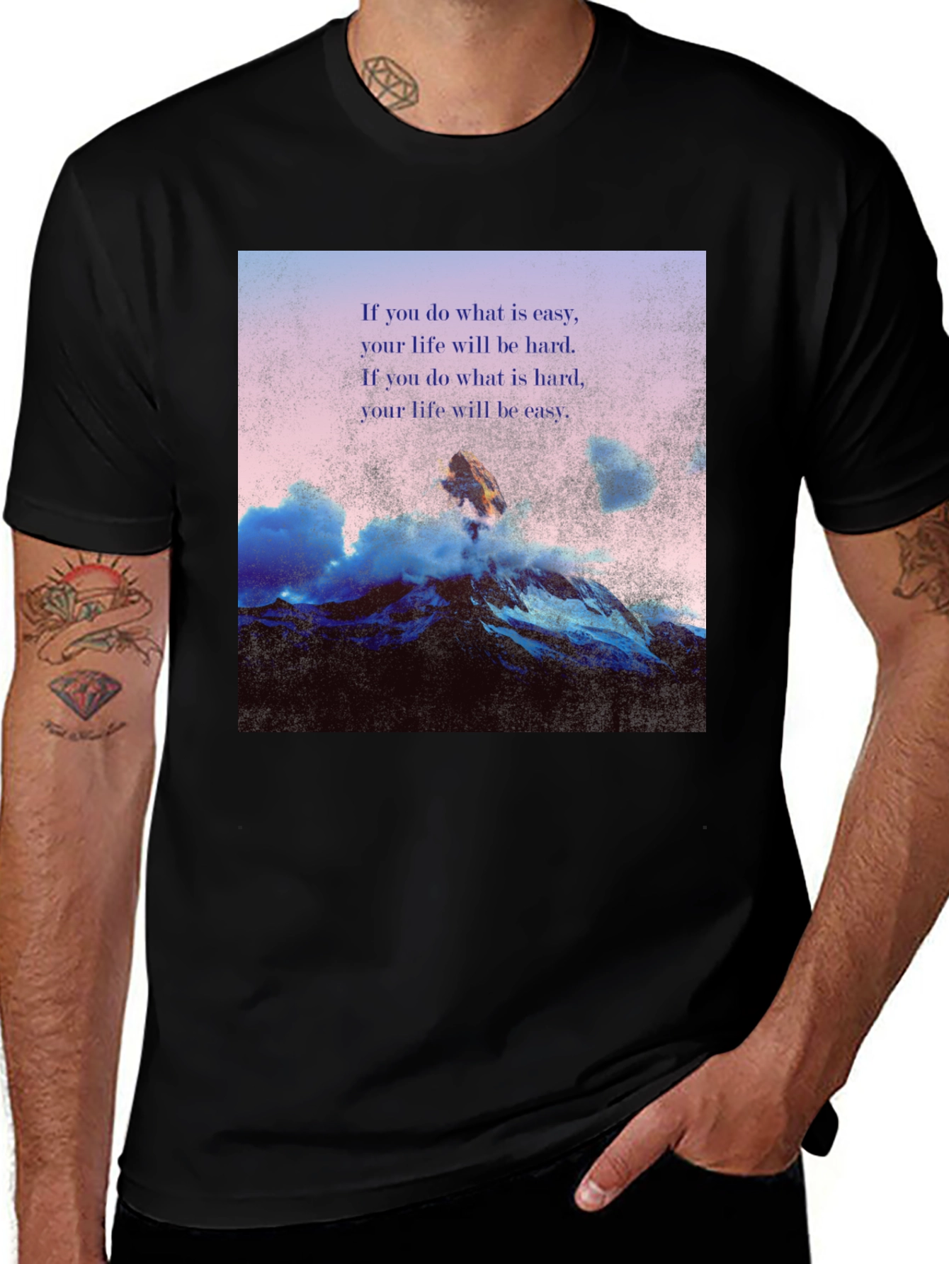 Variant 19 of Motivational Graphic T-Shirt: Easy Life, Hard Life