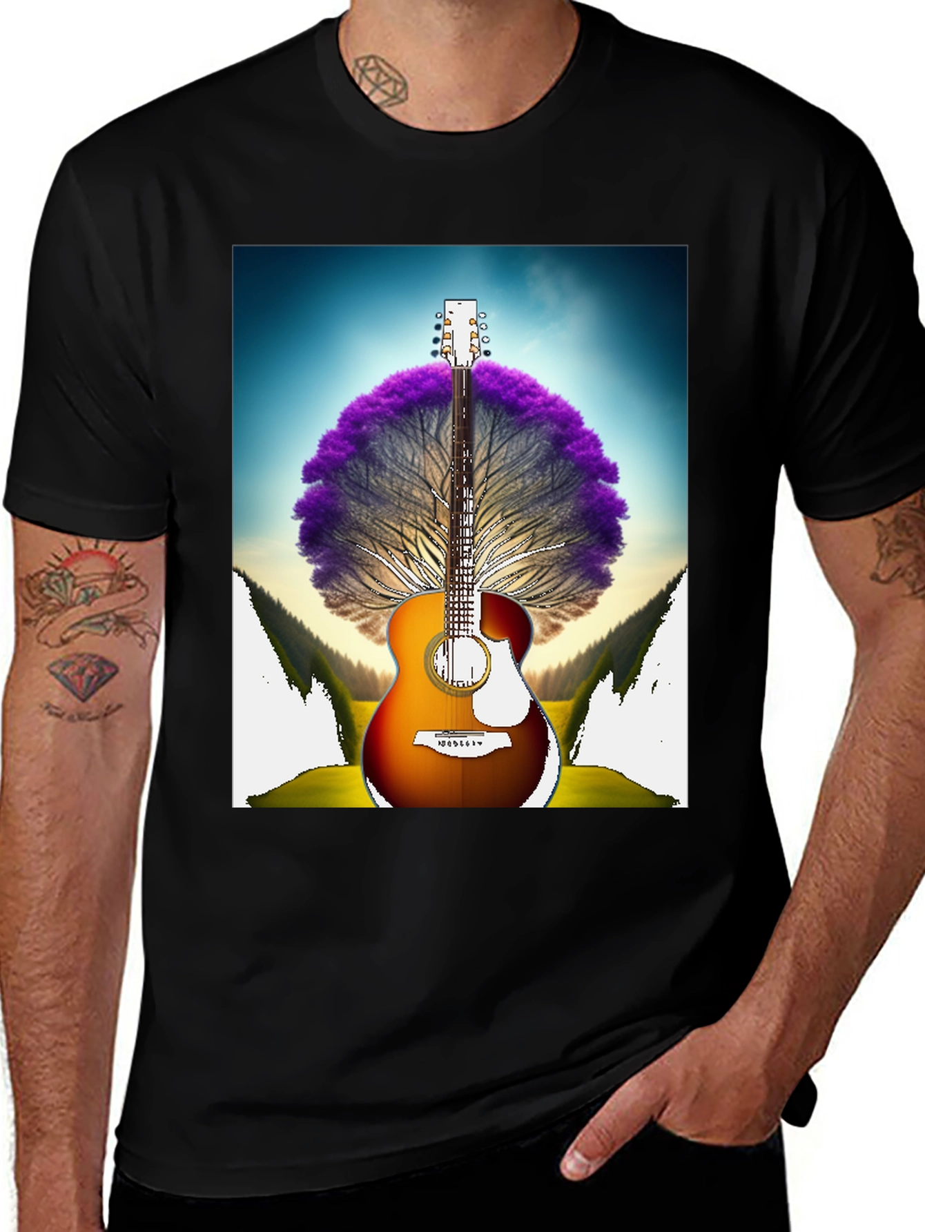 Variant 15 of Guitar Tree Graphic Tee - Music Lover Shirt