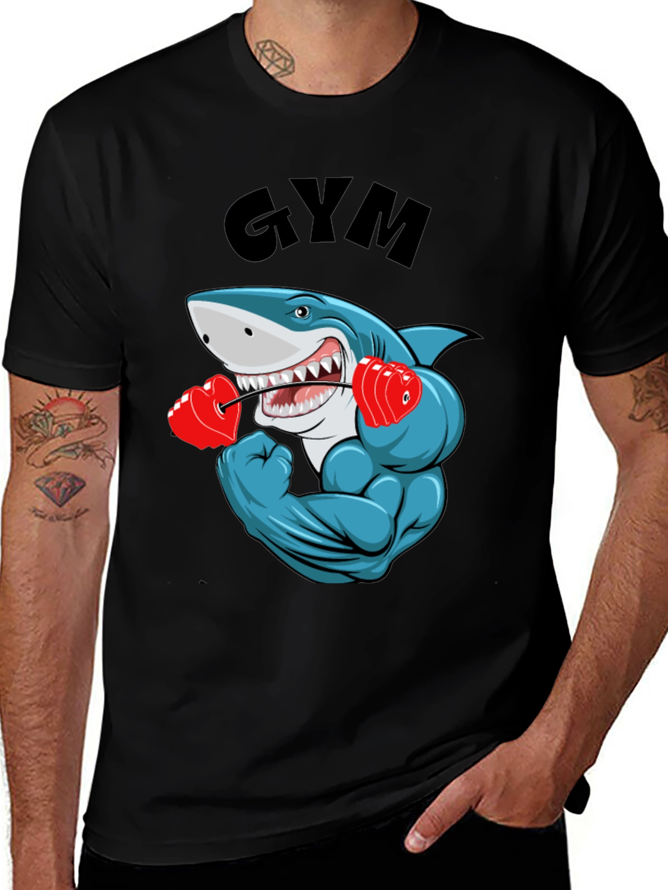 Variant 6 of Gym Shark Graphic Tee - Funny Workout Shirt