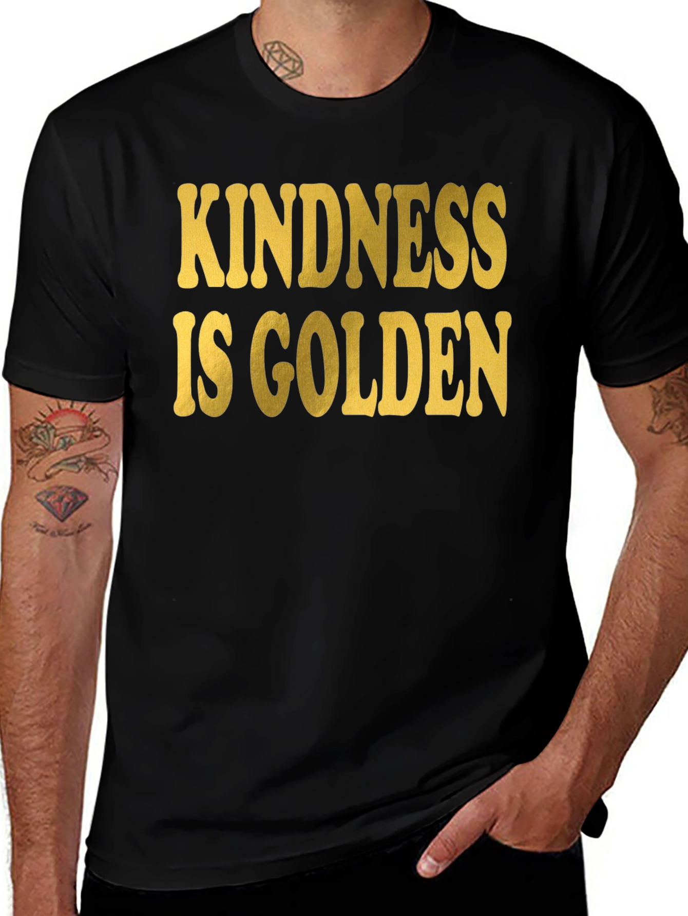 Variant 28 of Kindness is Golden Black Graphic T-Shirt