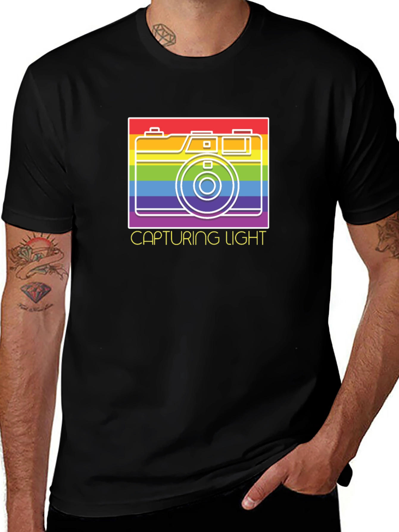 Variant 12 of Capturing Light Rainbow Camera Graphic T-Shirt