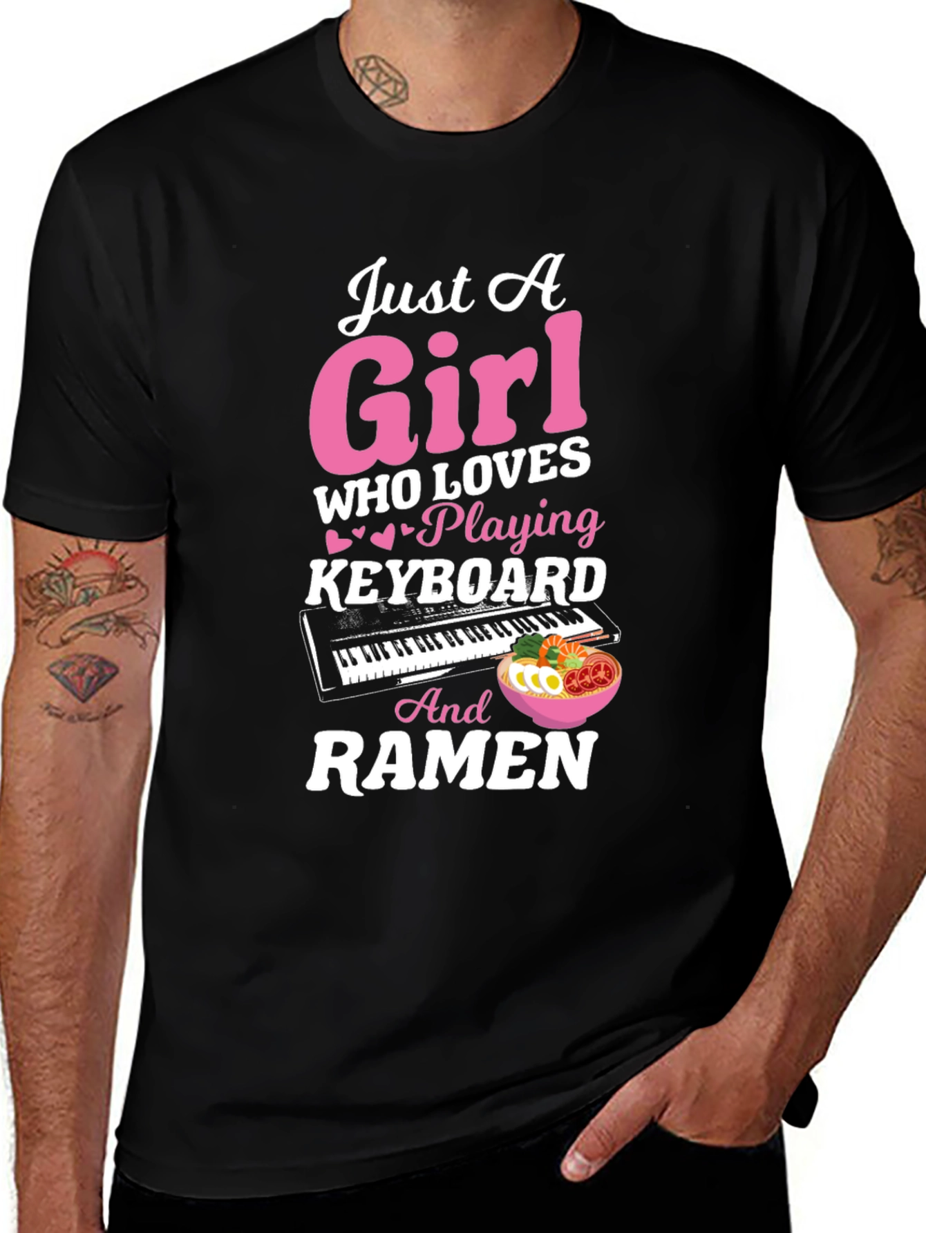 Variant 30 of Just A Girl Who Loves Keyboard & Ramen T-Shirt
