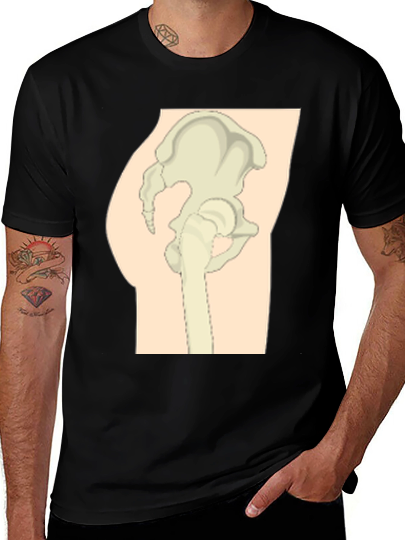 Variant 20 of Human Anatomy Hip Bone Graphic Tee - Black