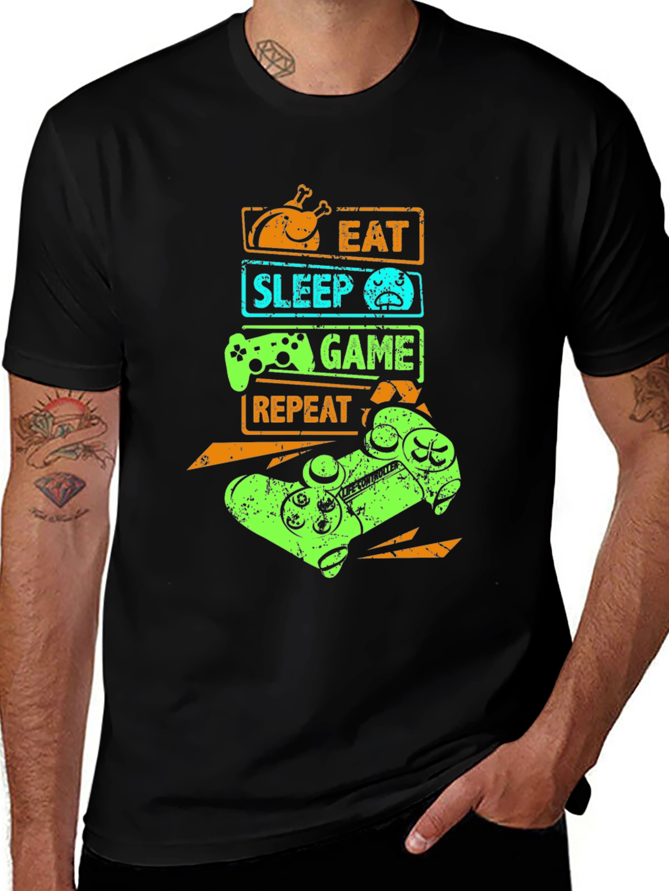 Variant 11 of Eat Sleep Game Repeat Graphic T-Shirt