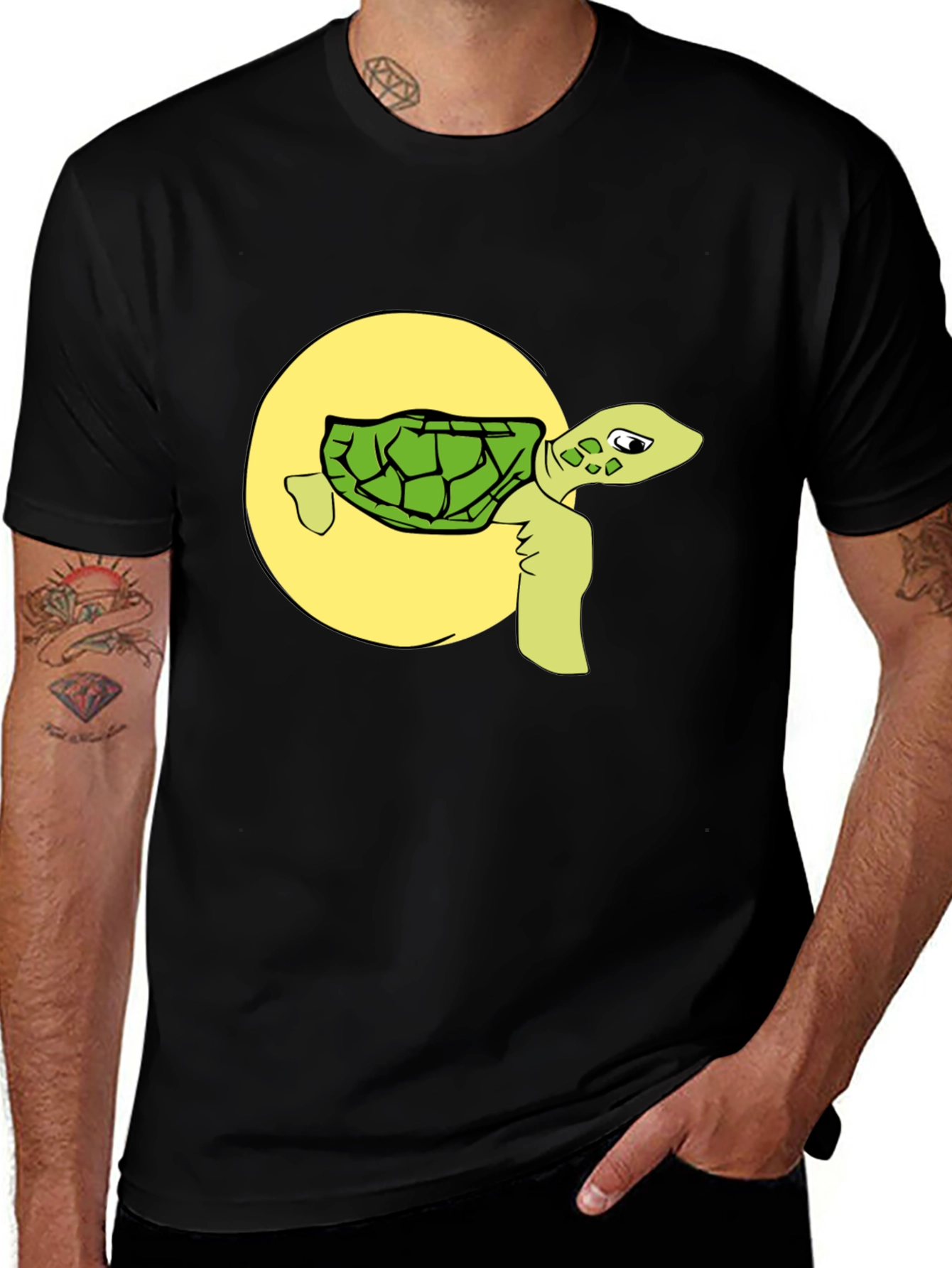 Variant 10 of Funny Turtle Graphic Tee - Black
