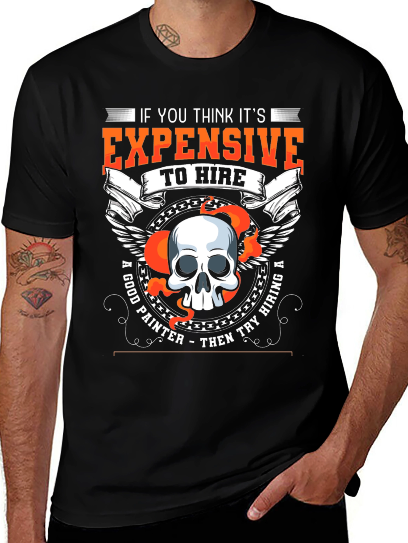 Variant 19 of Painter Humor T-Shirt: Expensive vs. Hiring