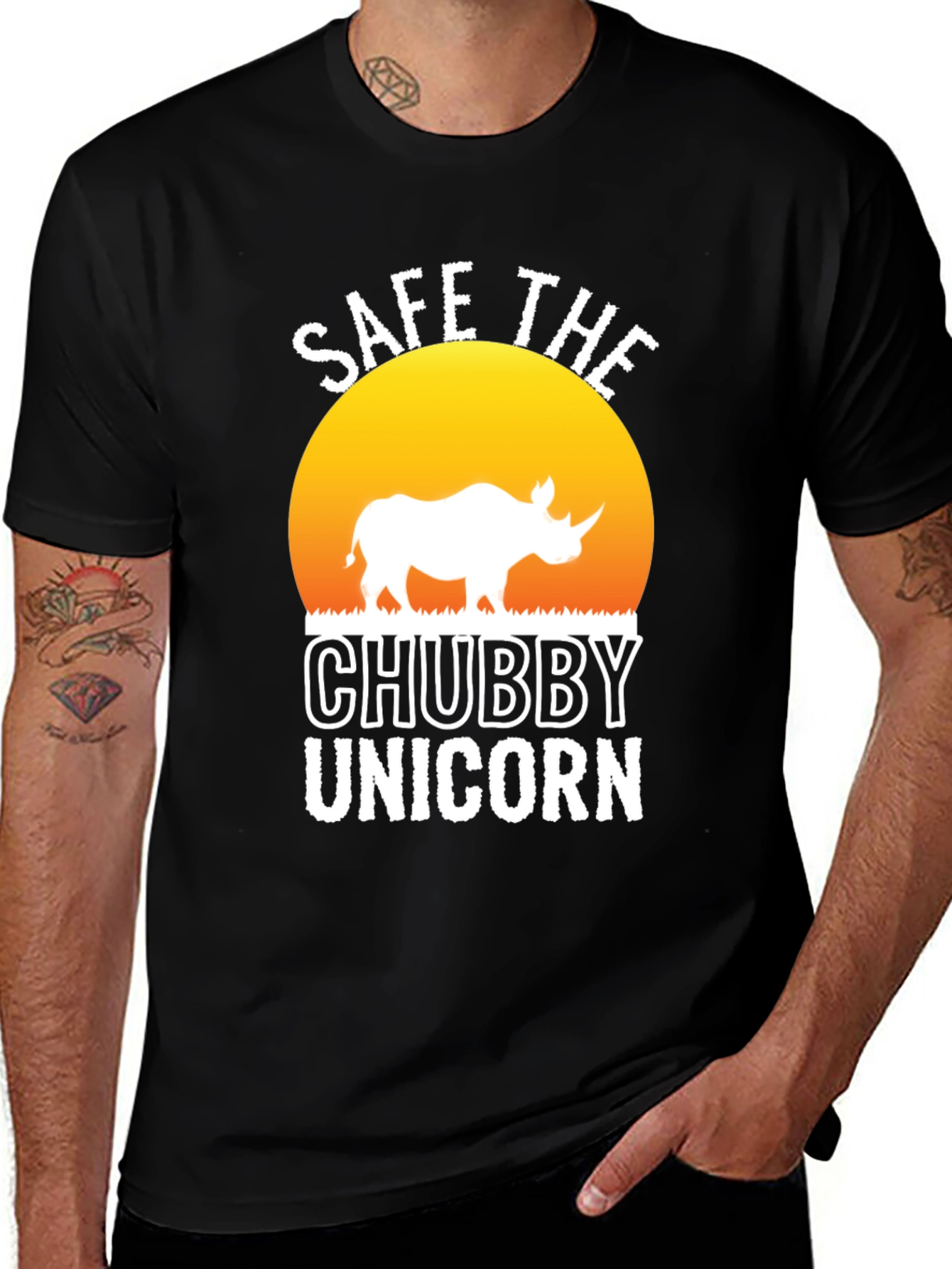 Black Save the Chubby Unicorn Black T-Shirt main image