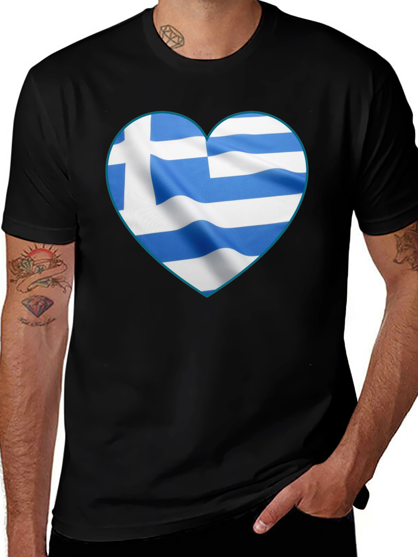 Greek Flag Heart T-Shirt - Show Your Patriotism!