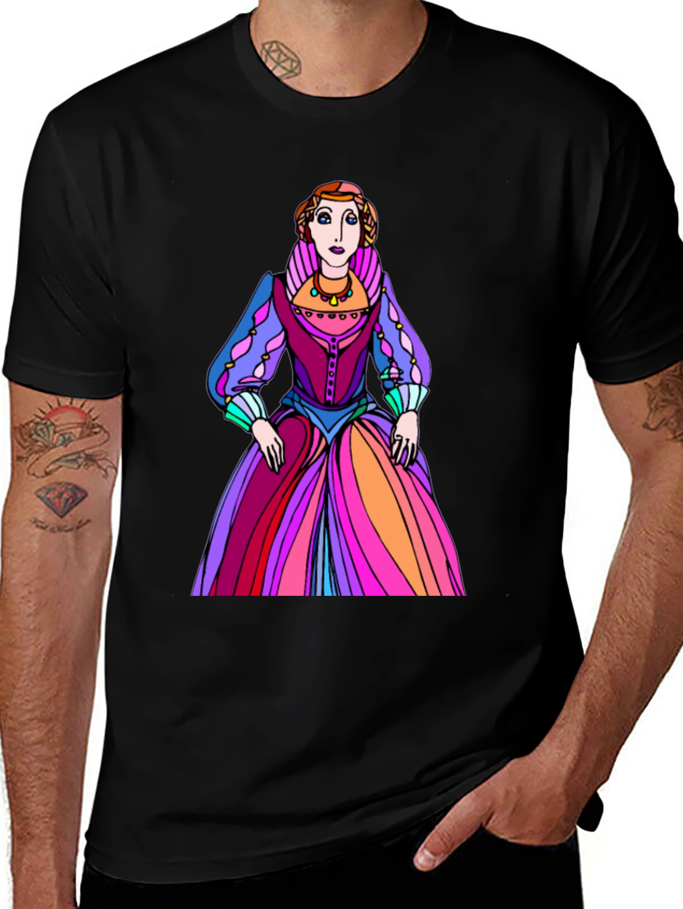 Variant 7 of Renaissance Queen Graphic Tee - Unique Colorful Design