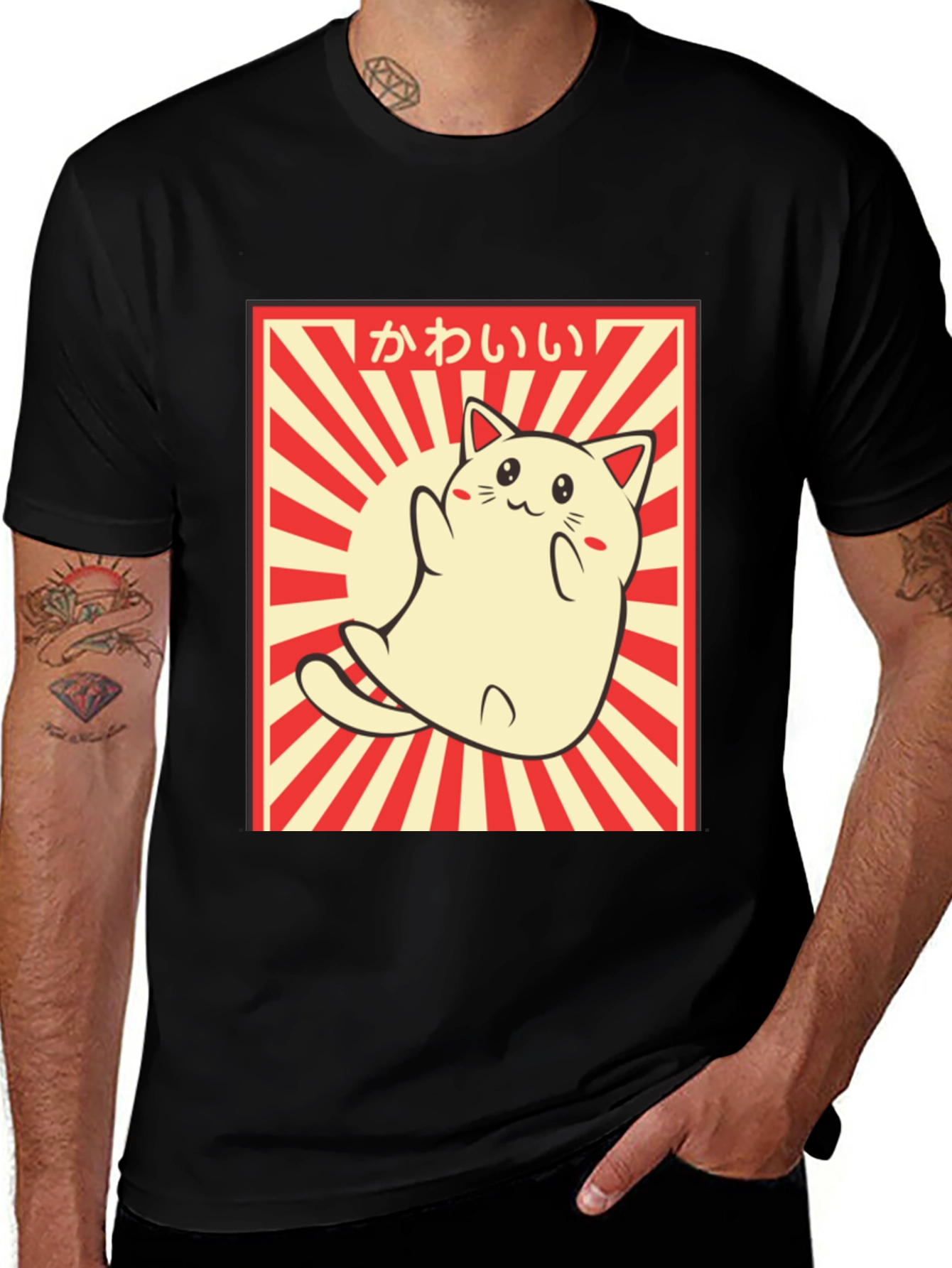 Variant 19 of Kawaii Anime Cat T-Shirt - Retro Style