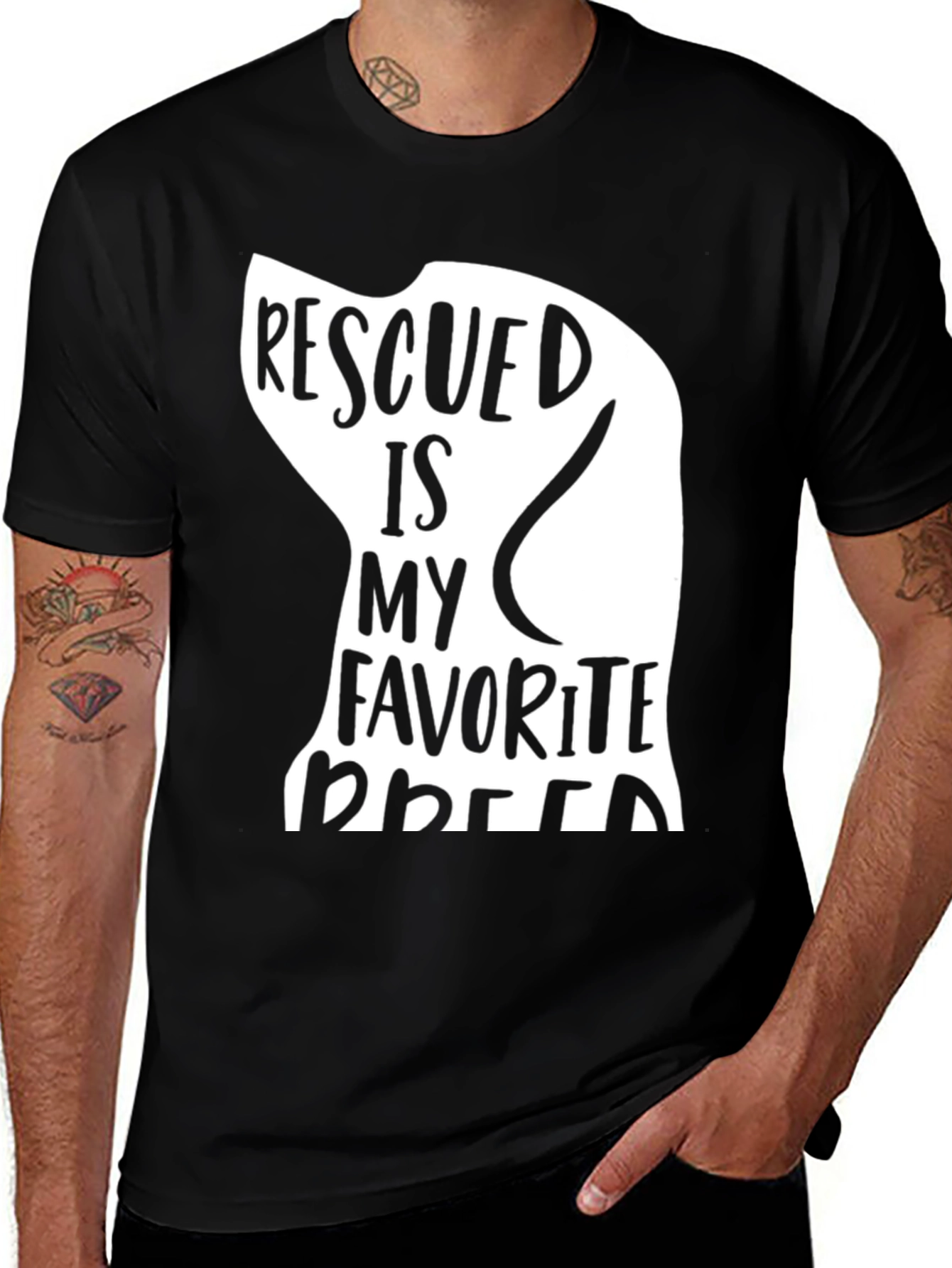 Variant 4 of Rescued Is My Favorite Breed T-Shirt - Black