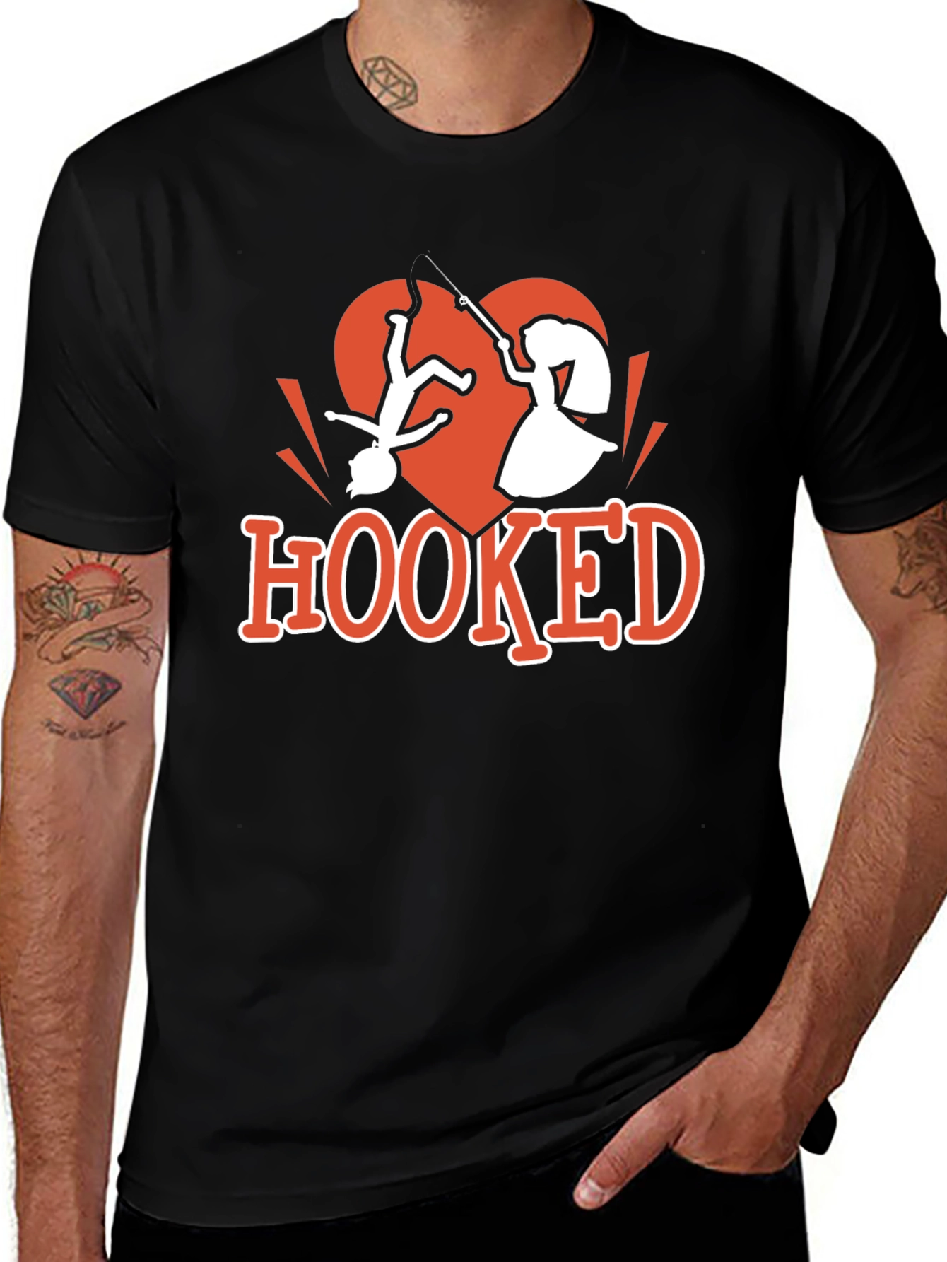 Variant 4 of Hooked Love T-Shirt - Fishing Bride Groom Heart Tee