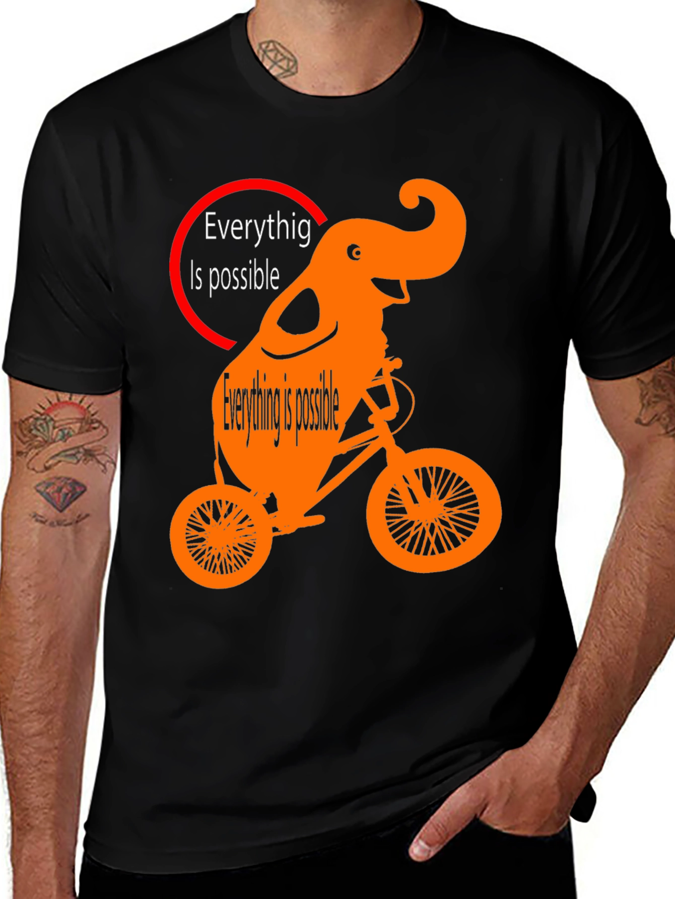Variant 19 of Elephant Bike T-Shirt - Everything Is Possible Design