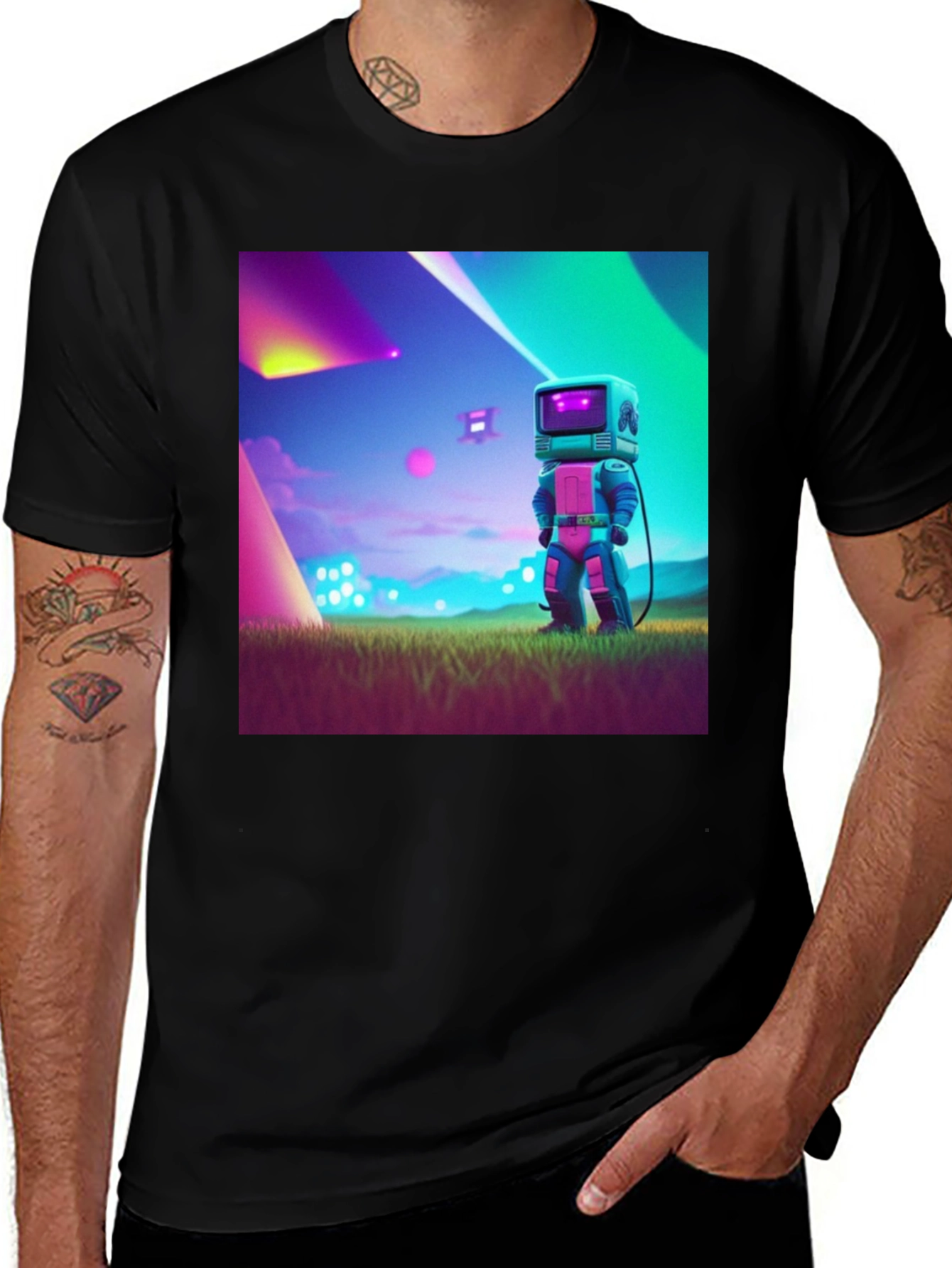 Variant 4 of Retro Robot Graphic Tee - Sci-Fi Style