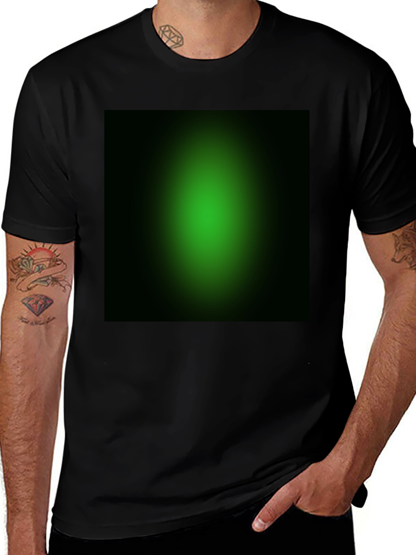 Variant 9 of Men's Black T-Shirt with Green Gradient Design