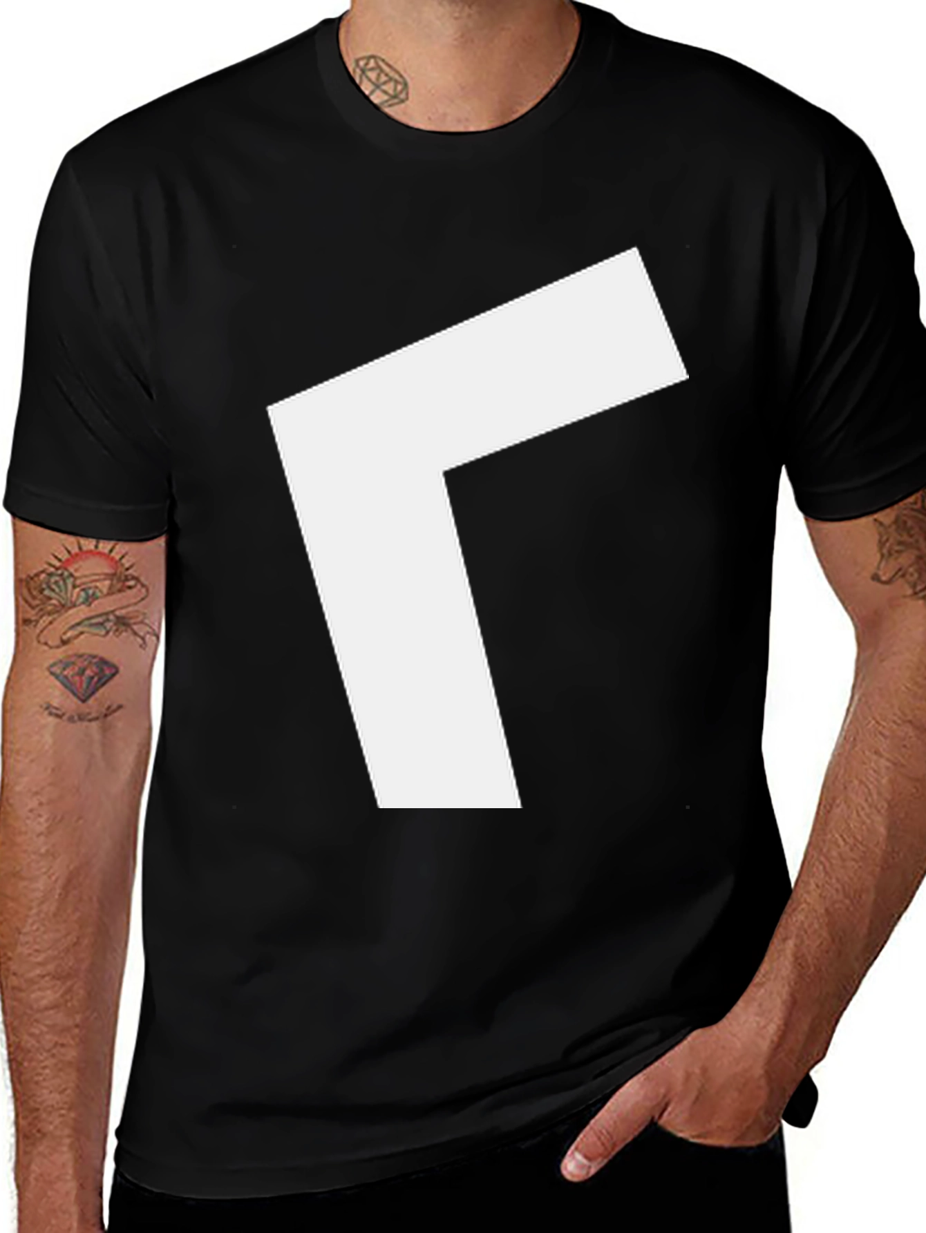Variant 10 of Modern Black T-Shirt with White Arrow Design
