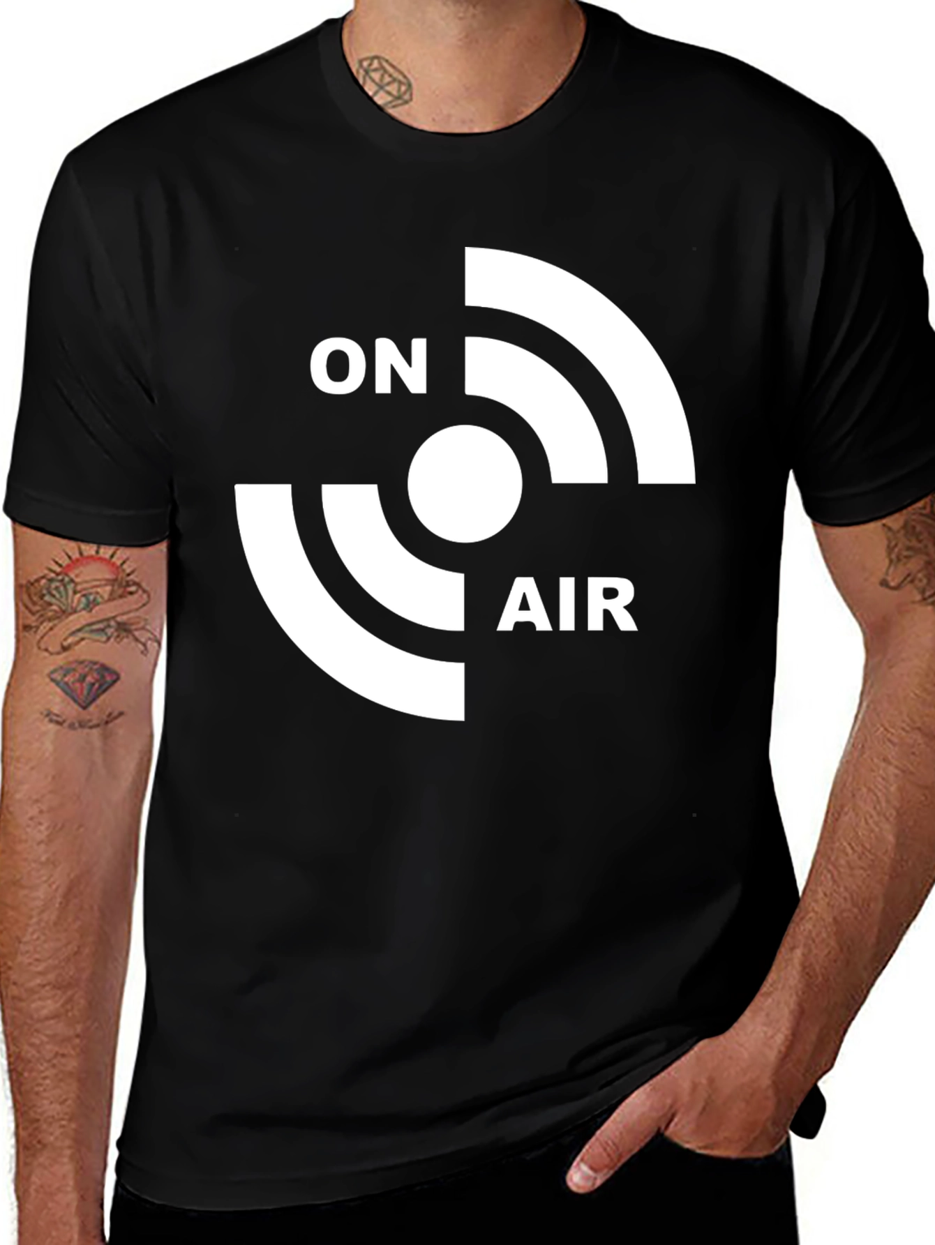 Variant 7 of On Air Graphic Tee - Black Cotton T-Shirt