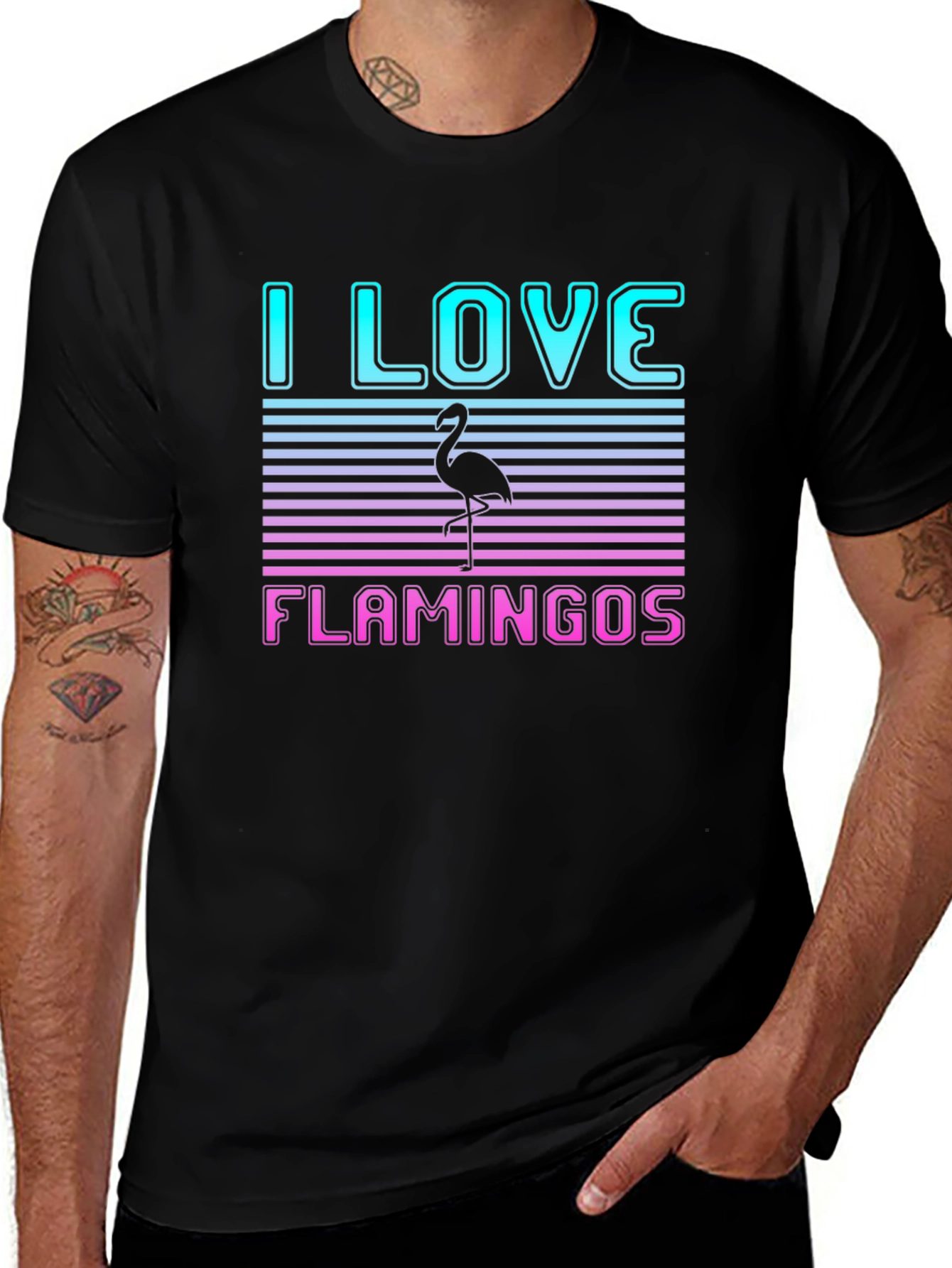Variant 8 of I Love Flamingos Graphic T-Shirt