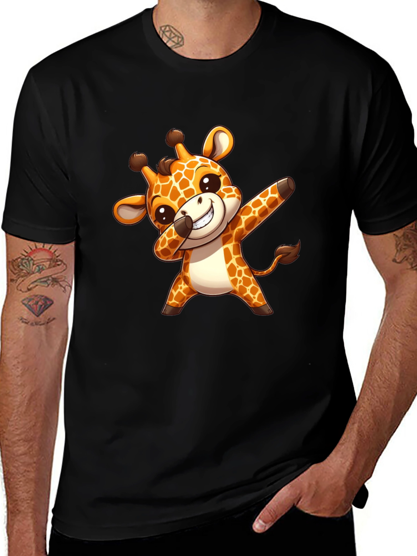 Variant 25 of Cute Giraffe Dab T-Shirt - Trendy & Unique Design