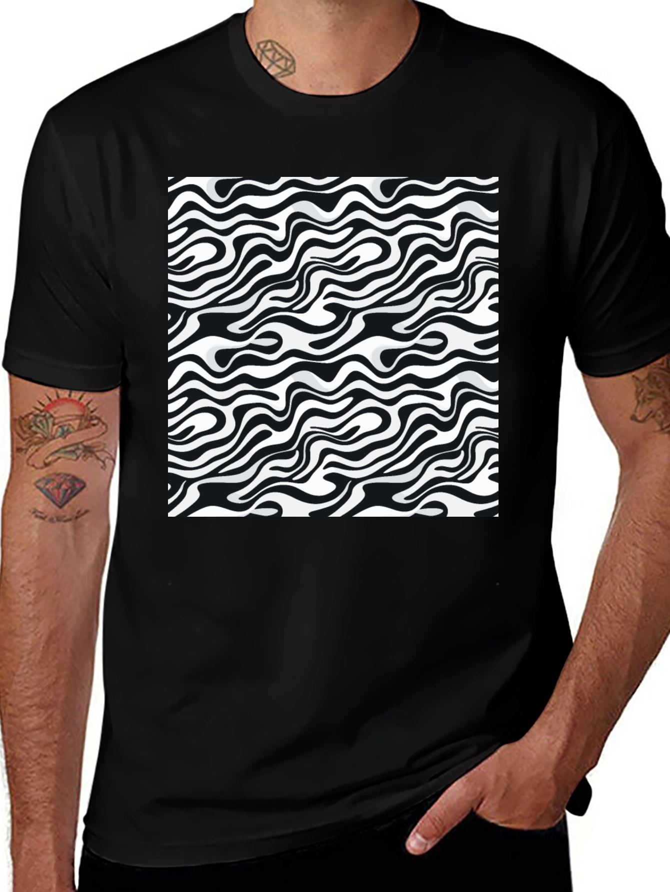 Variant 4 of Abstract Zebra Print Black T-Shirt