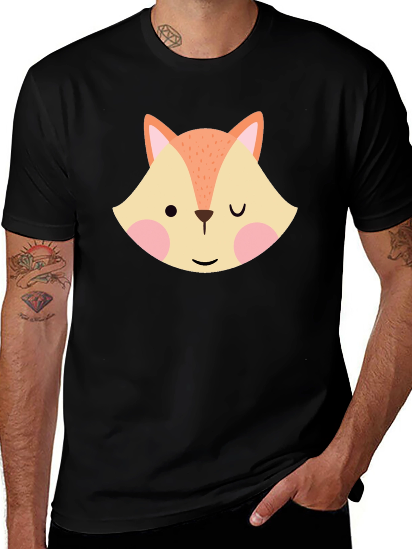 Variant 15 of Winking Fox Graphic Tee - Men's Black T-Shirt