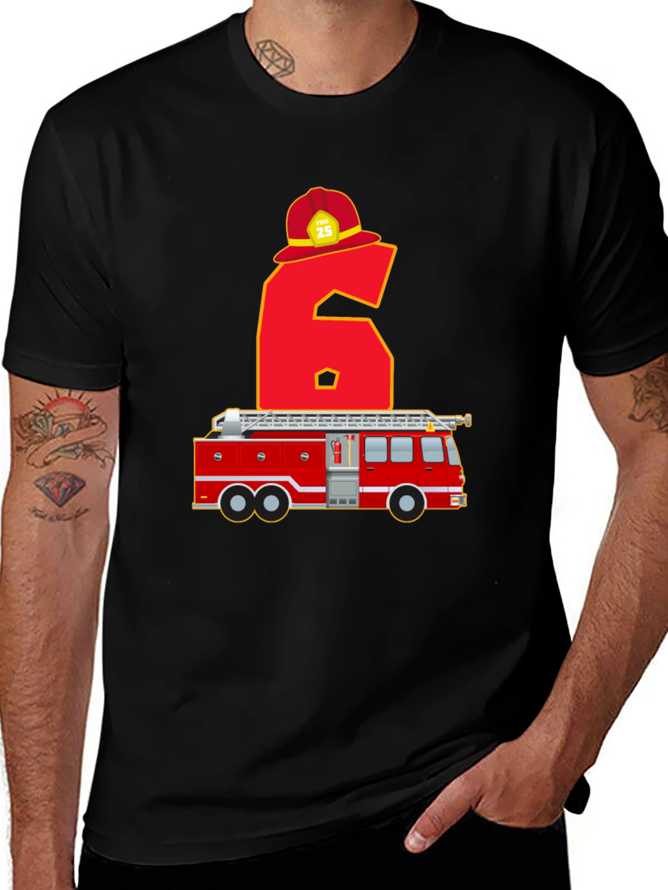 Variant 21 of Fire Truck 6th Birthday T-Shirt