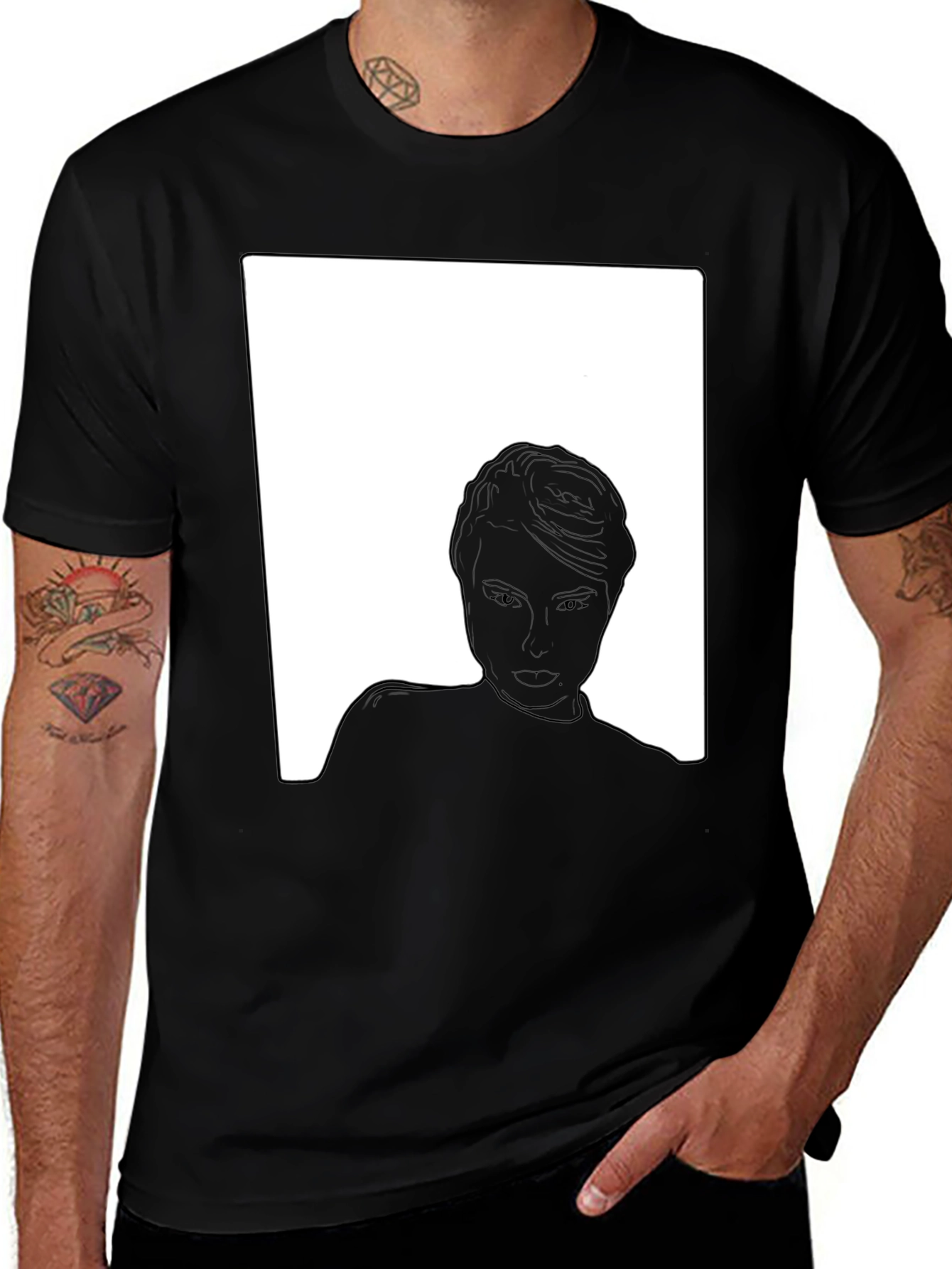 Variant 4 of Monochrome Graphic Print Tee - Modern Art Style