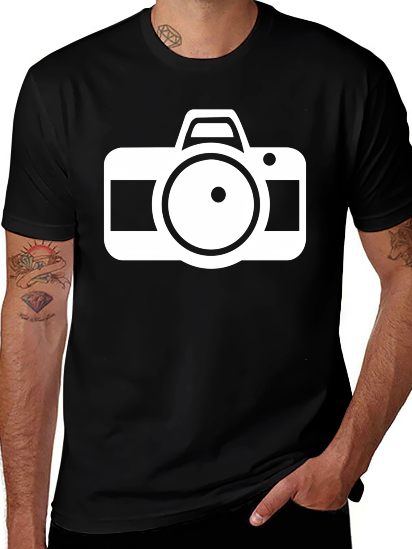 Cool Camera Graphic T-Shirt - Black Cotton Tee