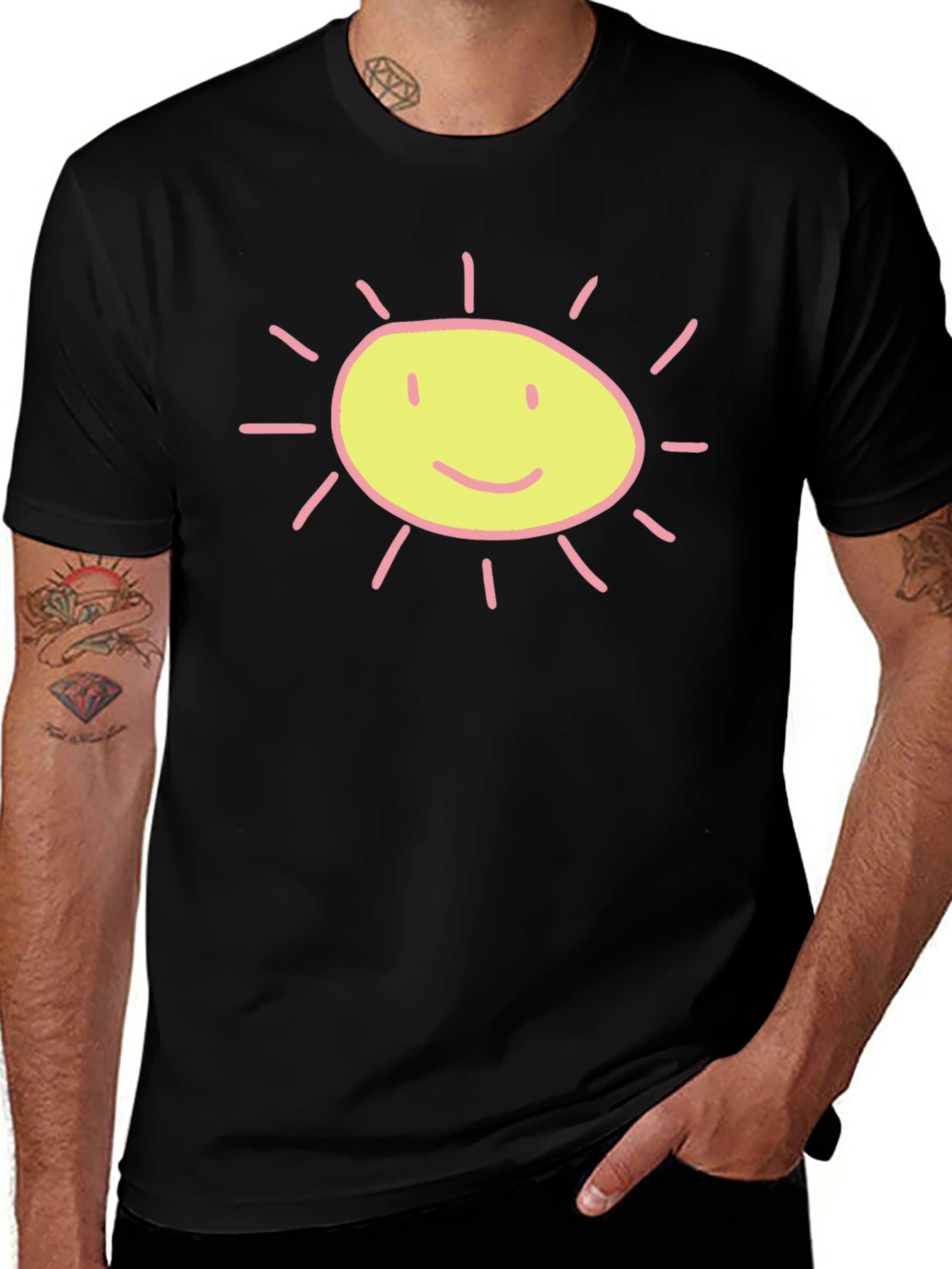 Variant 22 of Happy Sun Graphic Tee - Black Cotton Comfort Fit