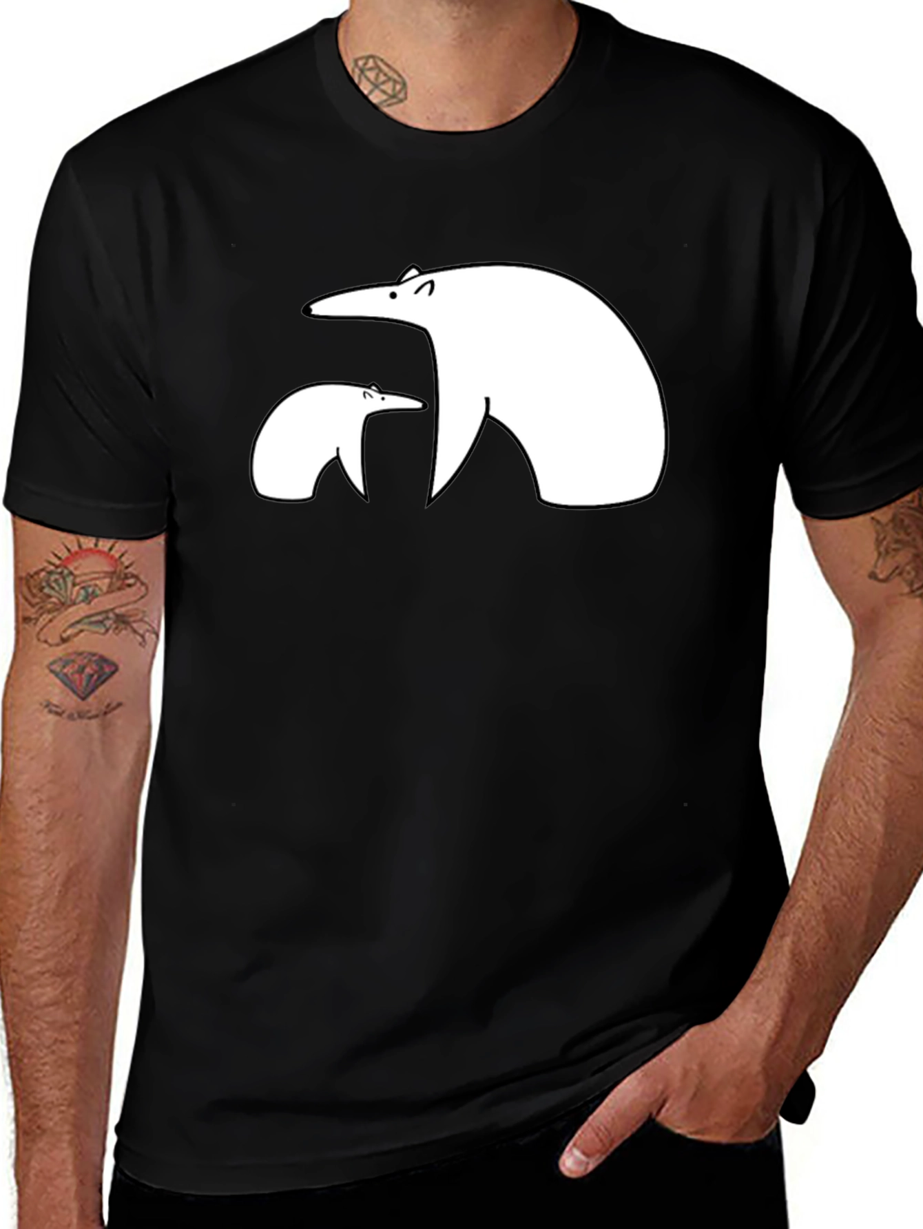 Variant 17 of Polar Bear Graphic Tee - Black Casual Shirt