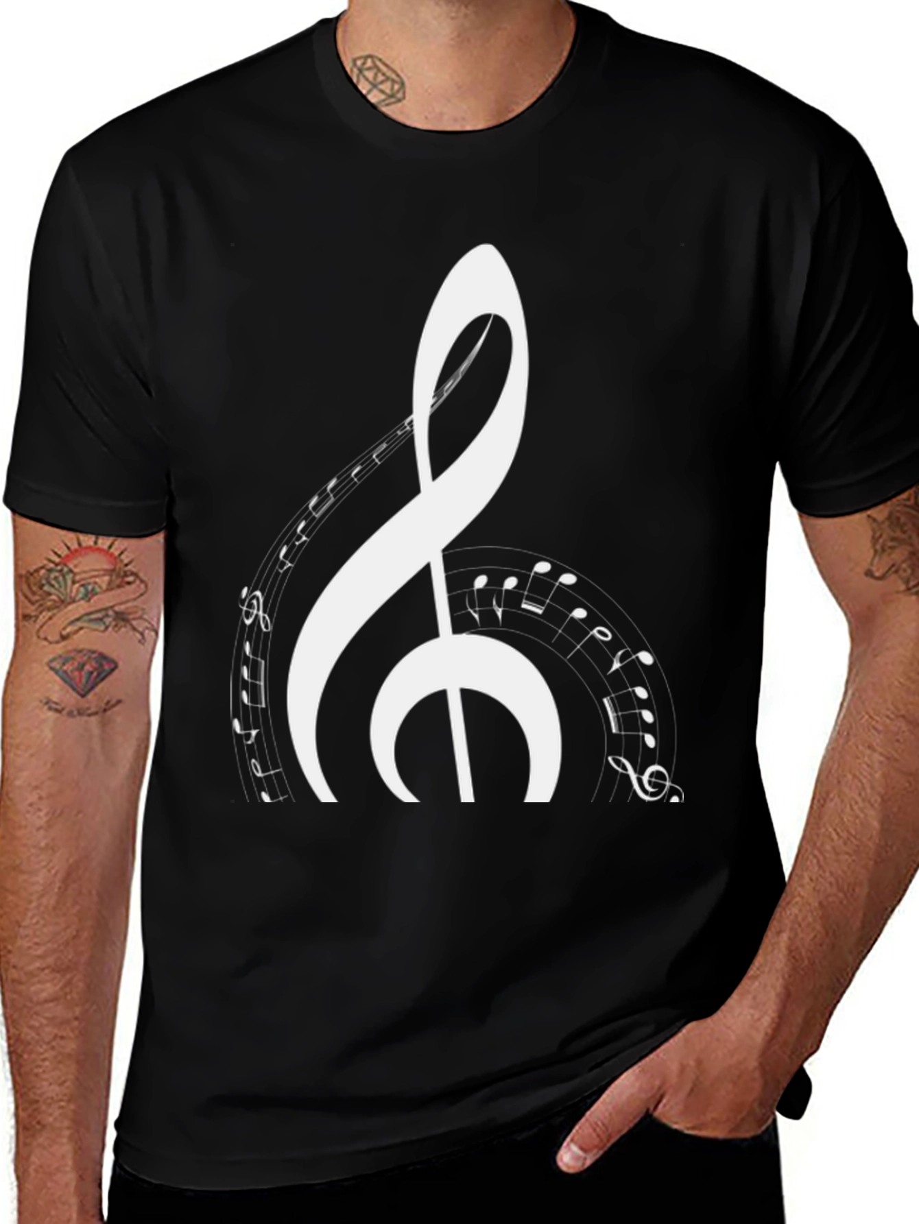 Variant 6 of Musical Note Graphic Black T-Shirt