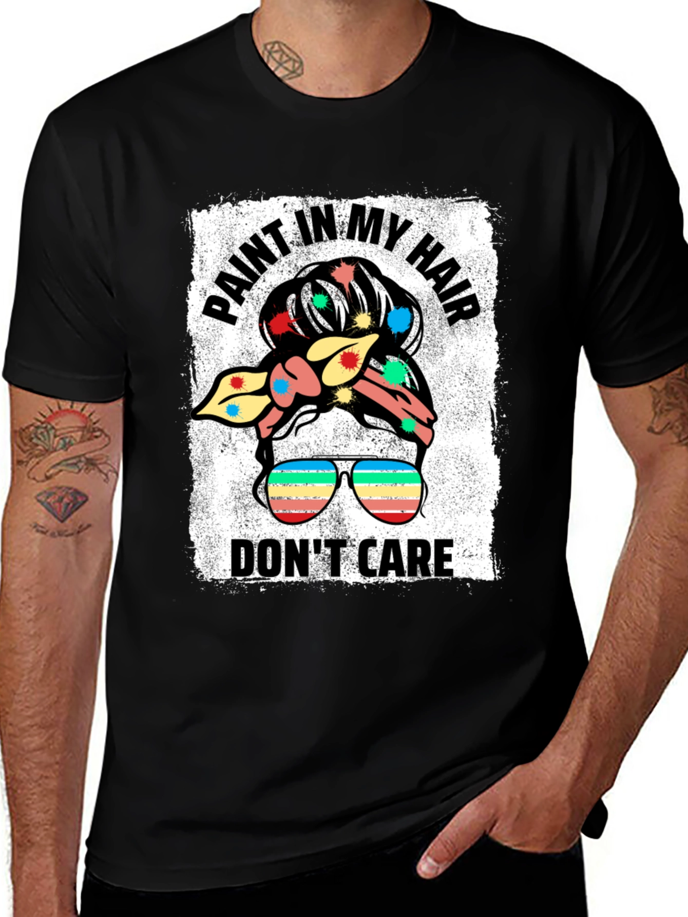 Variant 19 of Paint In My Hair Don't Care Black T-Shirt