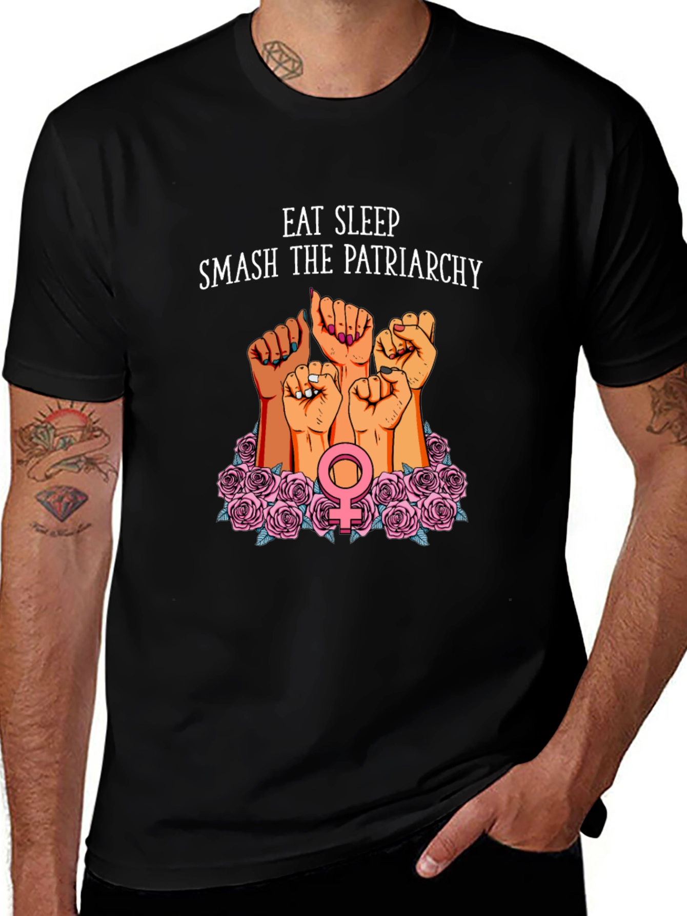 Variant 9 of Feminist T-Shirt Eat Sleep Smash Patriarchy
