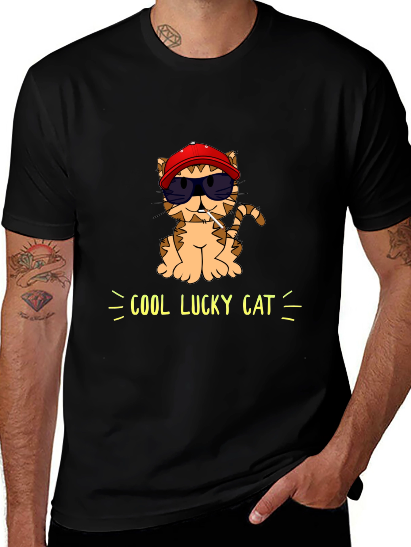 Variant 17 of Cool Lucky Cat Graphic T-Shirt