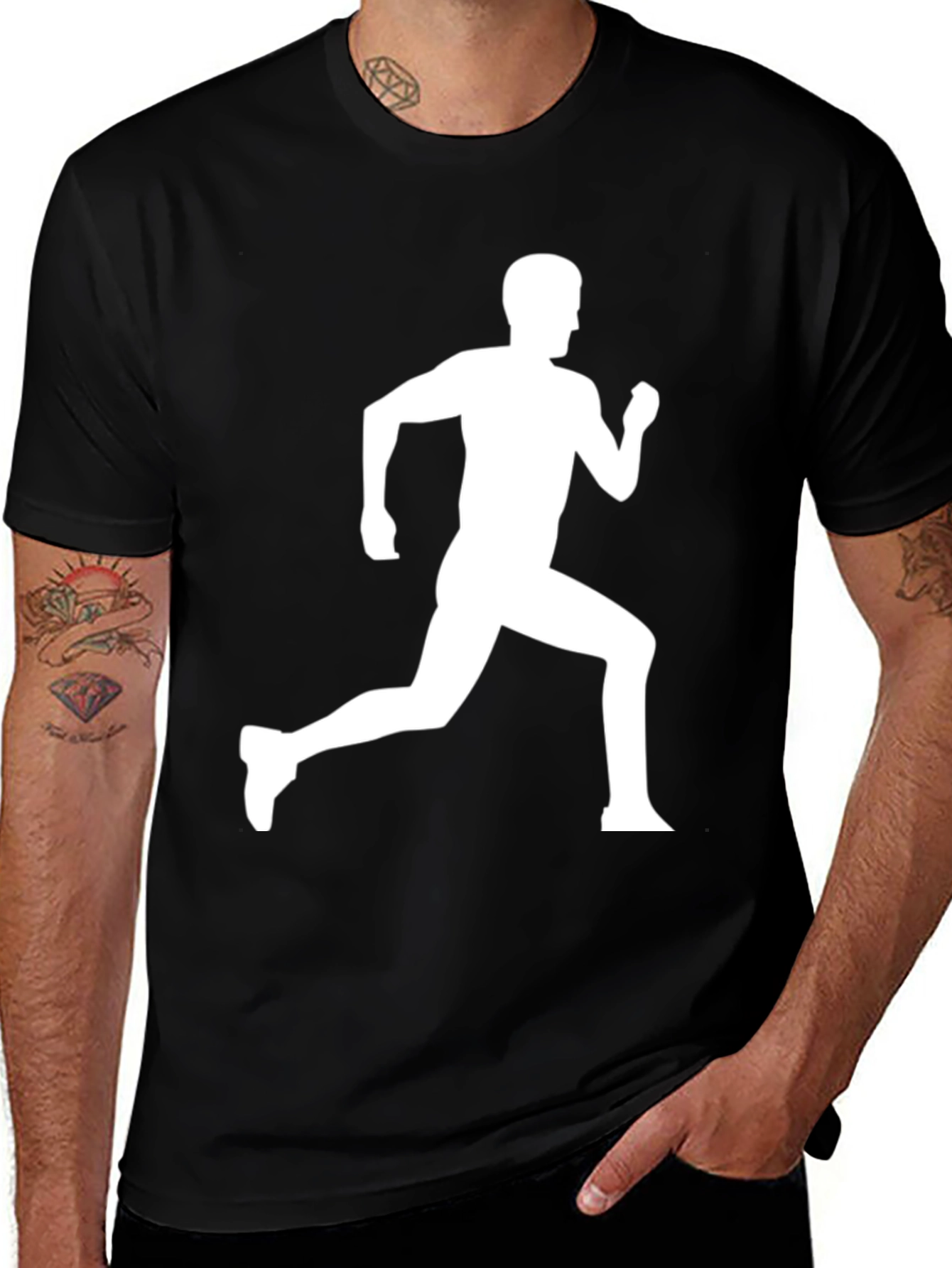 Variant 21 of Runner Silhouette Graphic Black T-Shirt