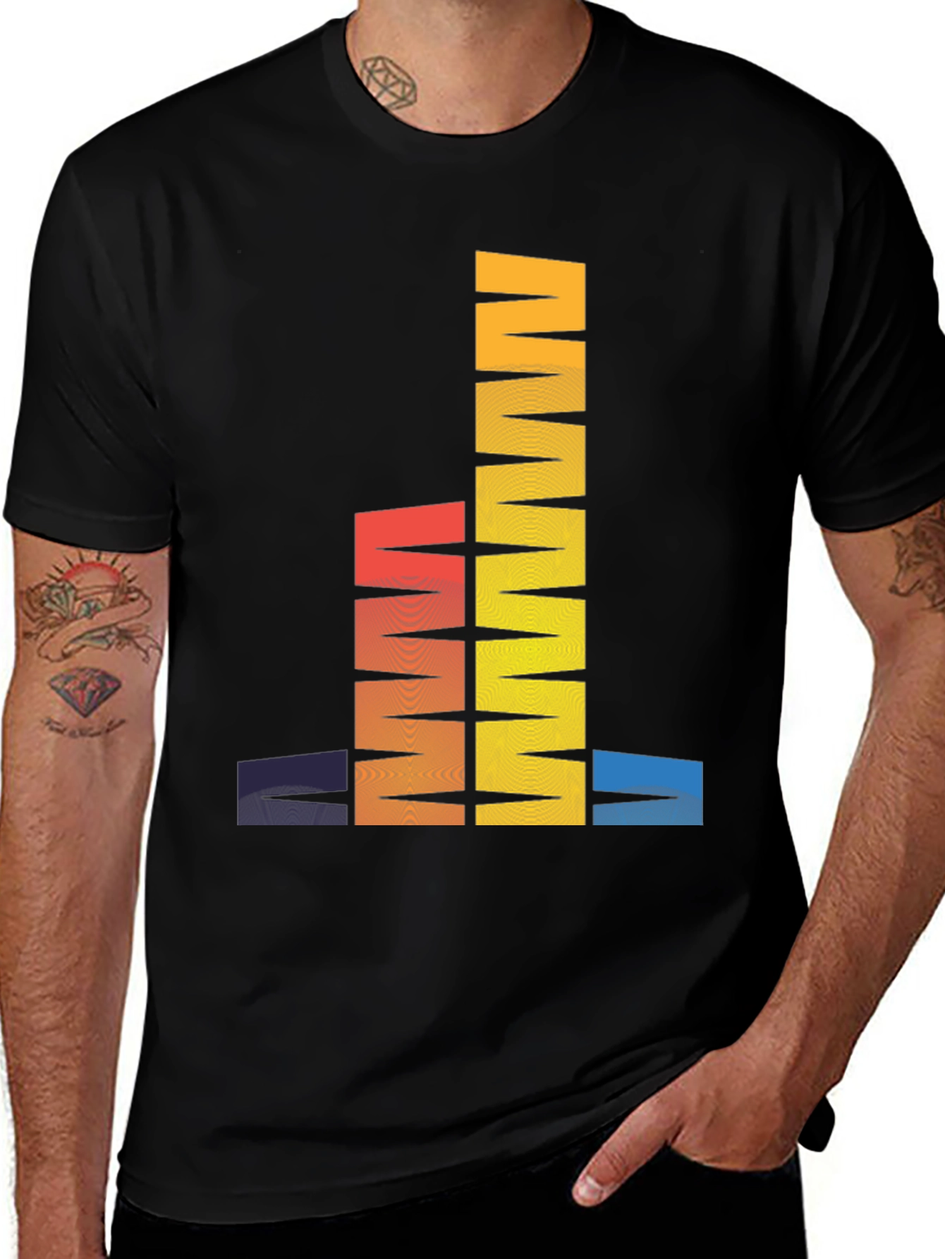 Variant 17 of Retro Graphic Tee - Gradient Block Design