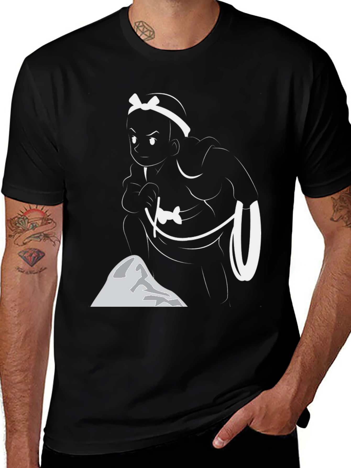 Variant 16 of Sumo Wrestler Graphic Tee - Black Cotton T-Shirt