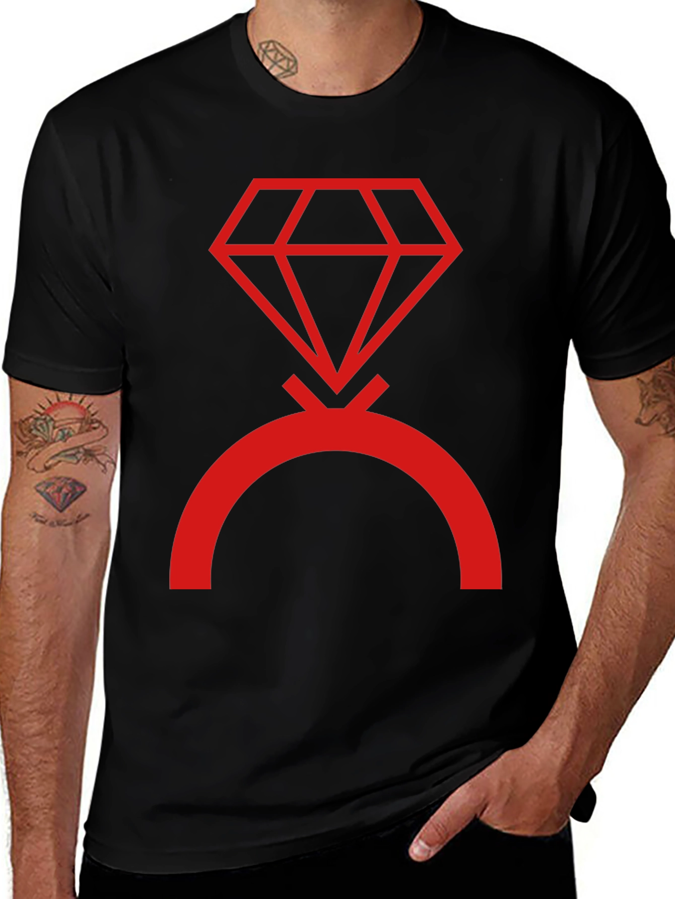 Variant 15 of Diamond Ring Graphic Tee - Mens Casual Shirt