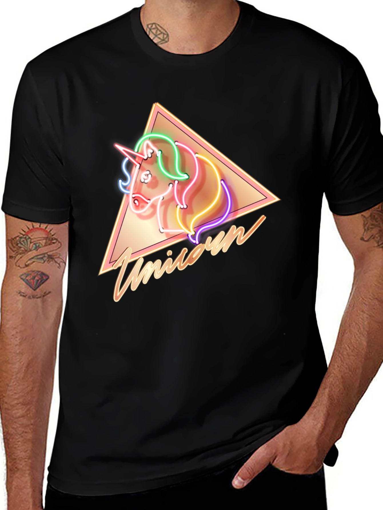 Variant 20 of Neon Unicorn Graphic Tee - Retro Style