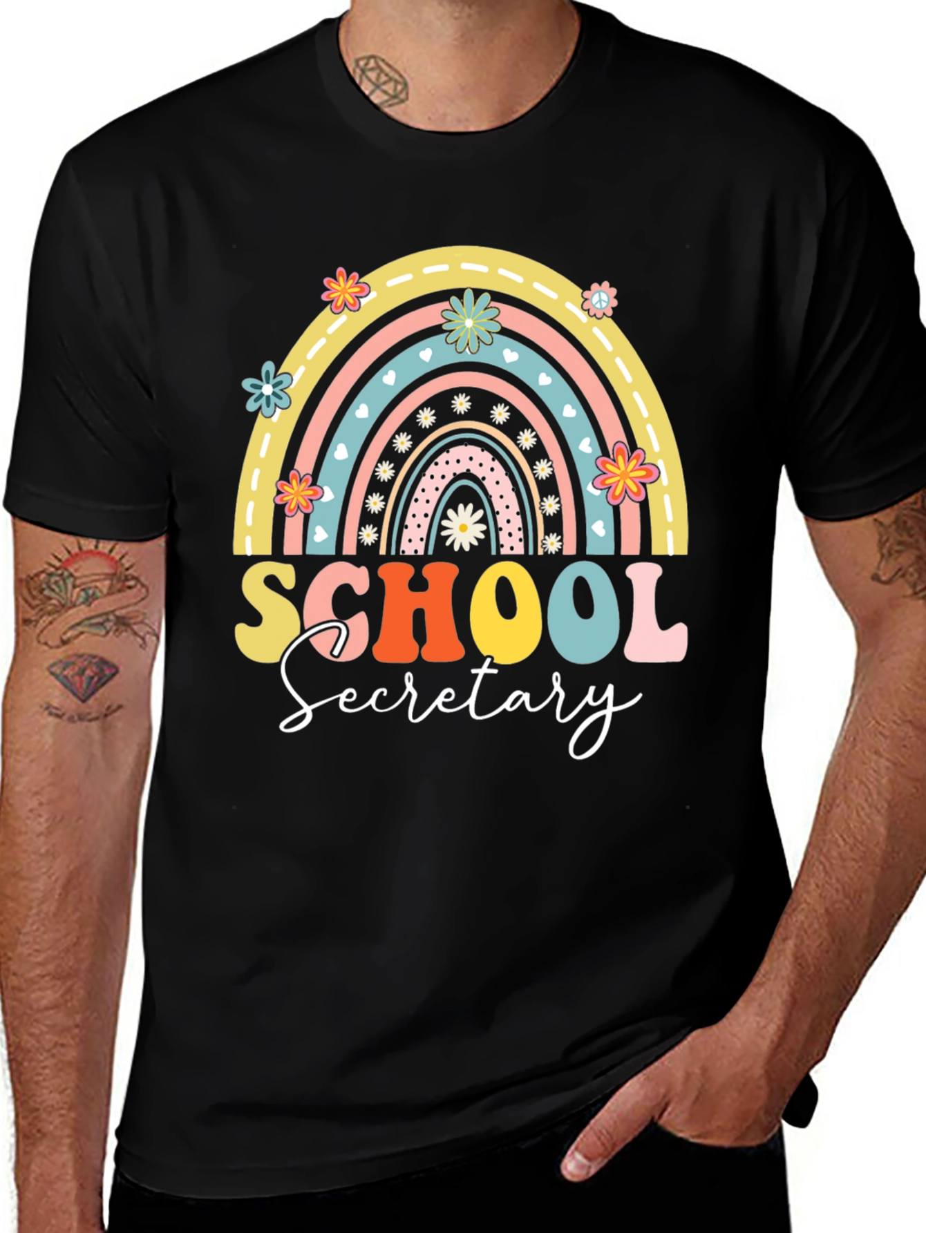 School Secretary Rainbow Graphic Tee