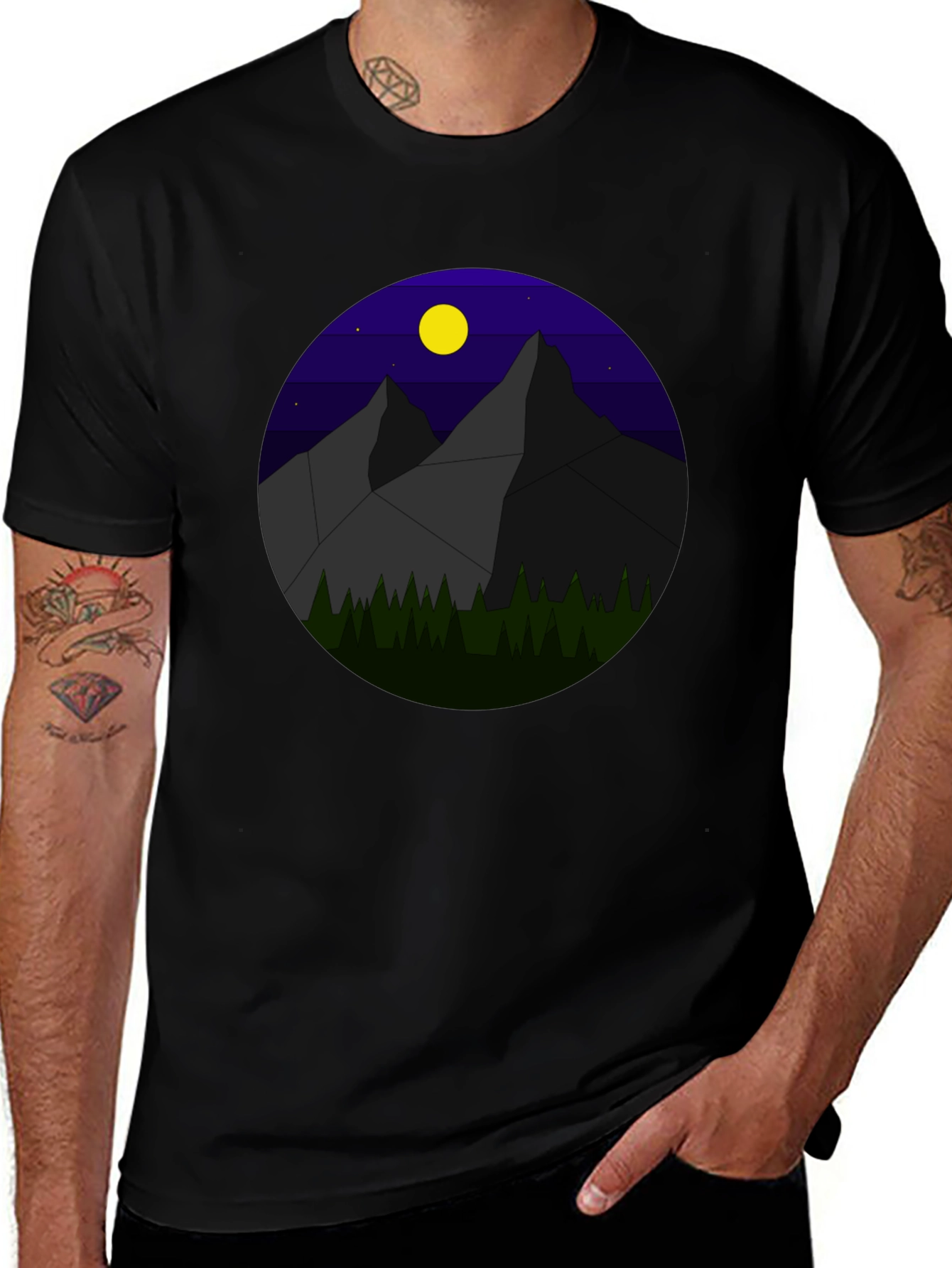 Variant 15 of Geometric Mountain Nightscape T-Shirt