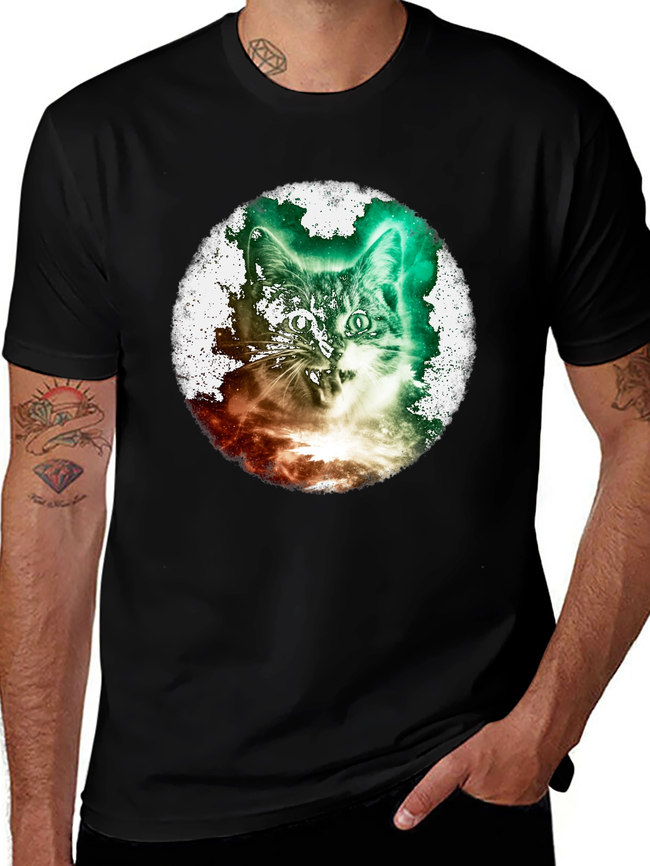 Variant 21 of Cosmic Cat T-Shirt - Galaxy Pet Design Tee